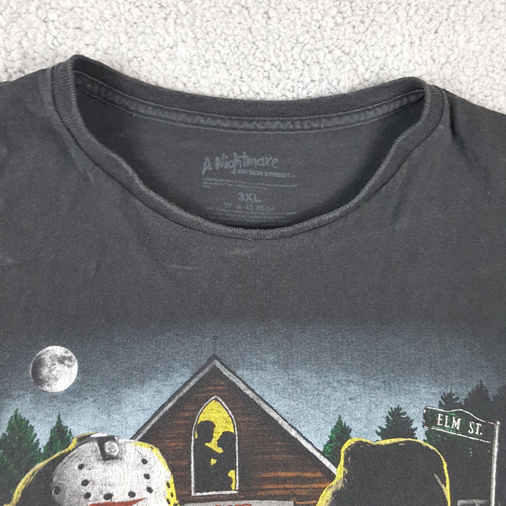 Vintage VINTAGE A Nightmare On Elm Street Distressed Freddy Jason Horror T Shirt Men 3XL Black Cotton Embroidered Logo 90s 00s Movie Mens Size US XXL / EU 58 / 5 - 3 Thumbnail