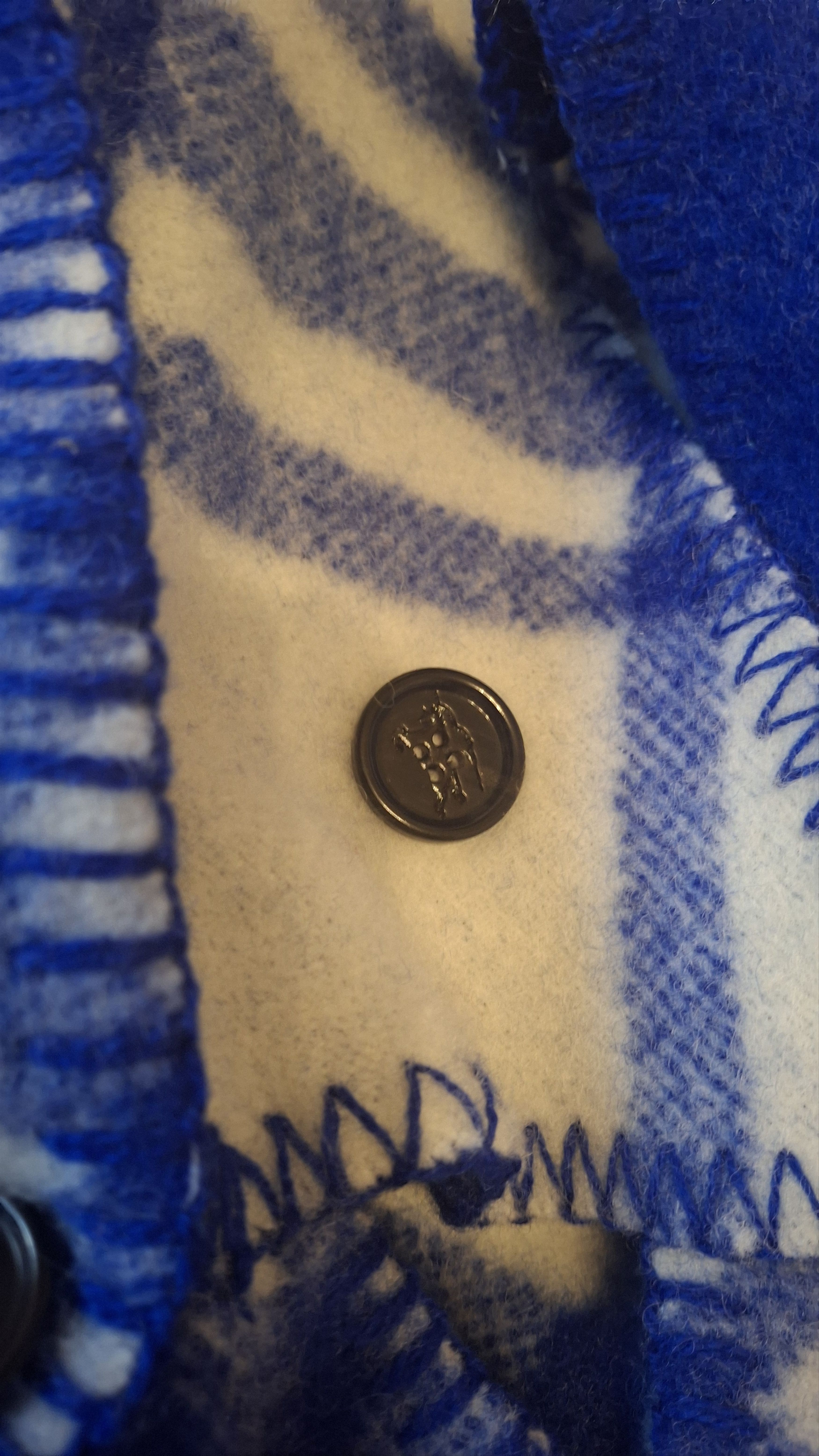 Burberry BURBERRY – Blue Wool Blanket Coat Size US M / EU 48-50 / 2 - 10 Thumbnail