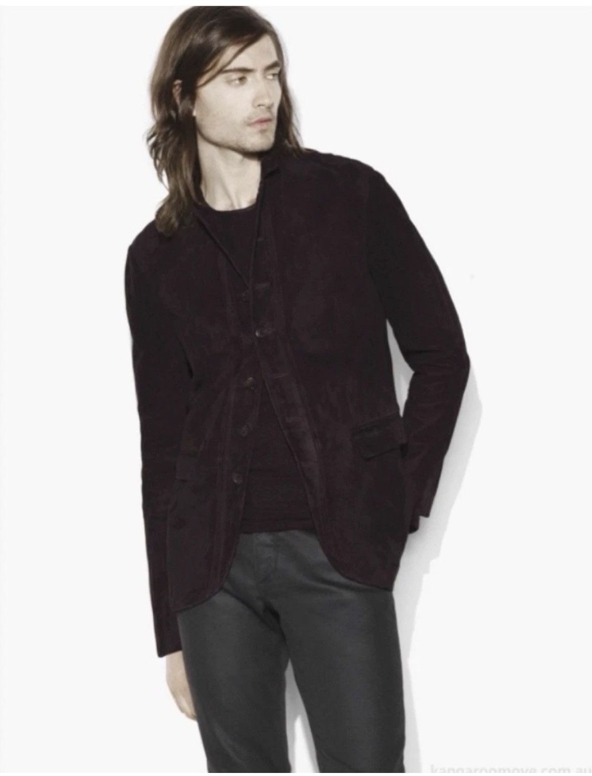 John Varvatos Suede Oxblood Multibutton Jacket EU 56 USA 46 Size US XL / EU 56 / 4 - 1 Thumbnail