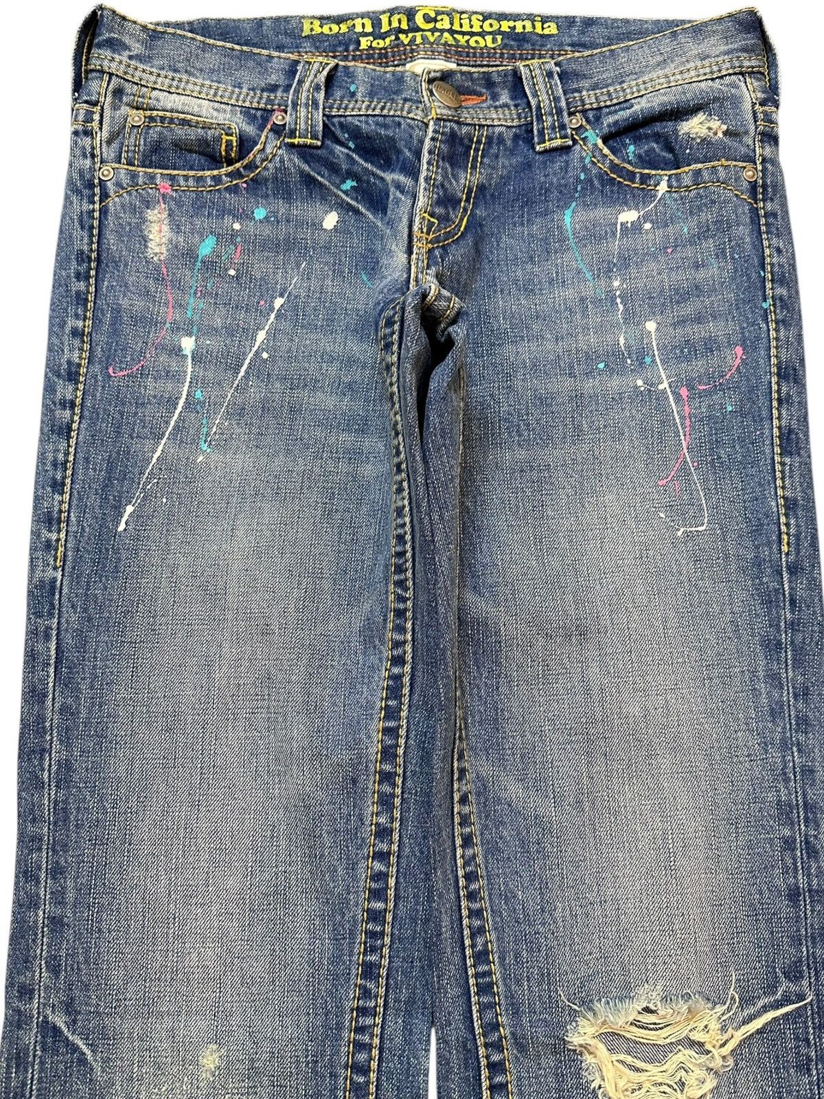 Japanese Brand Vintage BIC Paint Splatter Grunge Distressed Denim Size US 31 - 2 Thumbnail