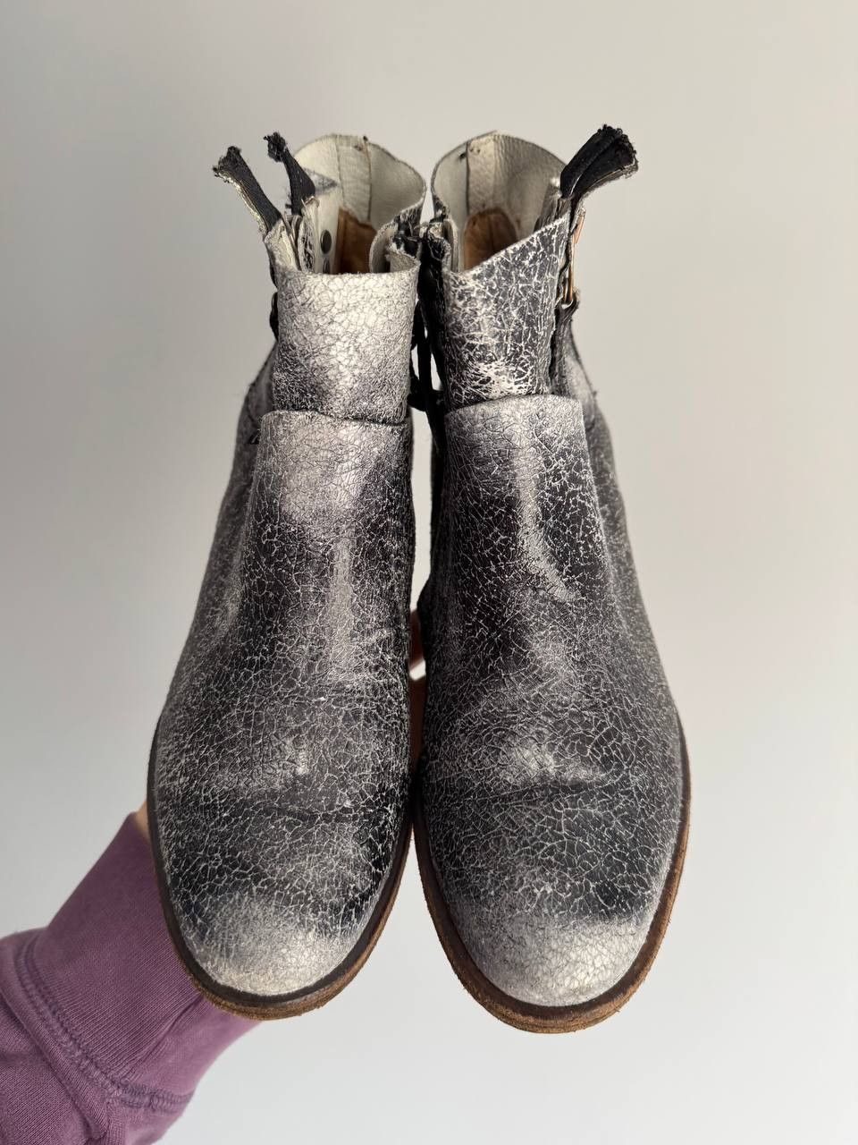 A.S.98 A.S.98 Airstep Metallic Distressed Leather Ankle Boots Size US 7 / IT 37 - 3 Thumbnail