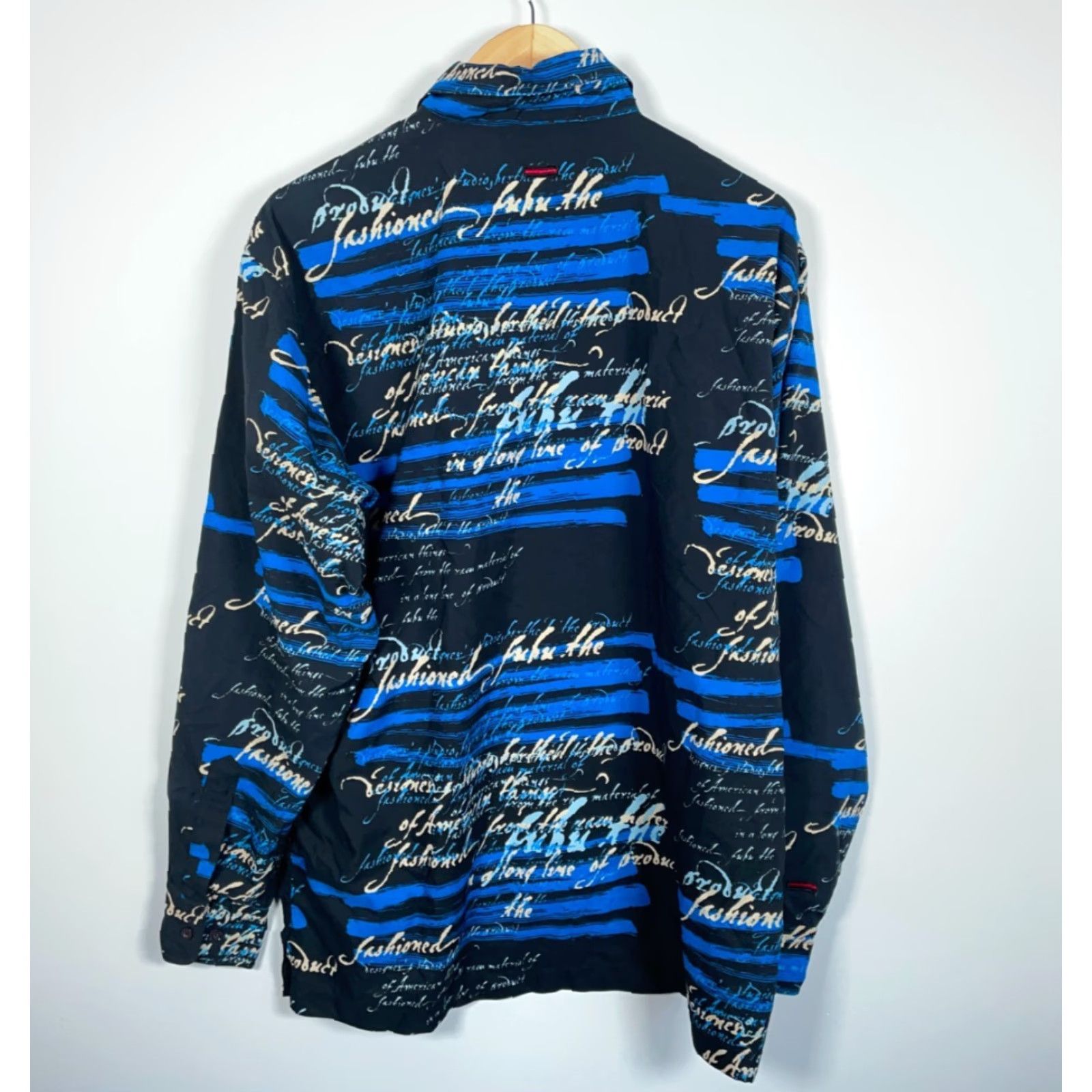 Fubu VINTAGE FUBU AOP Long Sleeve Shirt Mens Large Black Blue Script Polyester Hip Hop 90s Retro Button-Up Size US L / EU 52-54 / 3 - 2 Thumbnail