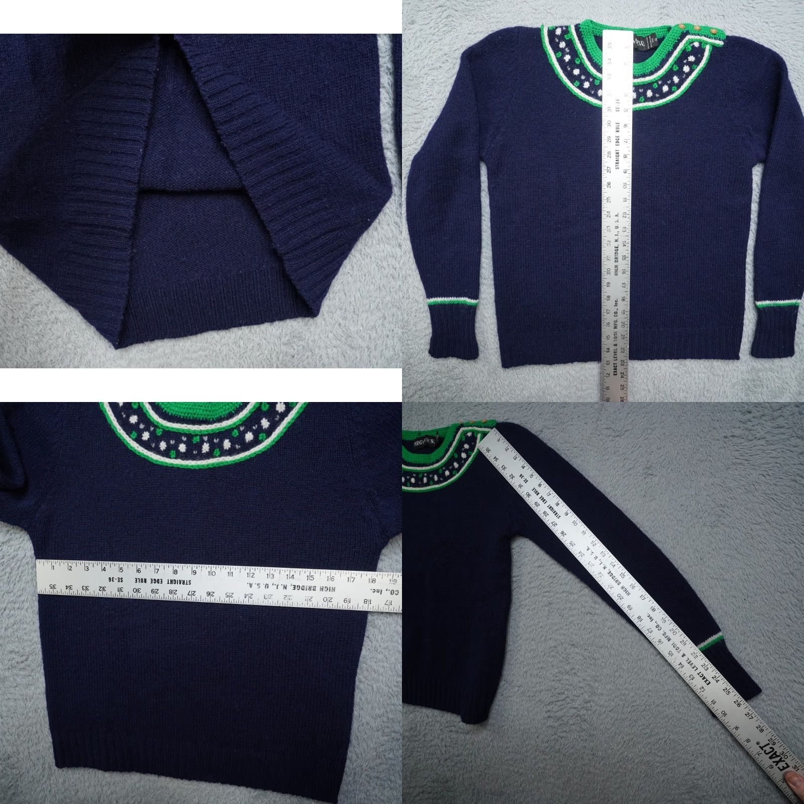 Vintage VINTAGE Point Of View Sweater Shirt Unisex Adults Knit Wool Blue 80s 90s Cable V-Neck Long Sleeve Pullover Medium M Size M / US 6-8 / IT 42-44 - 8 Thumbnail
