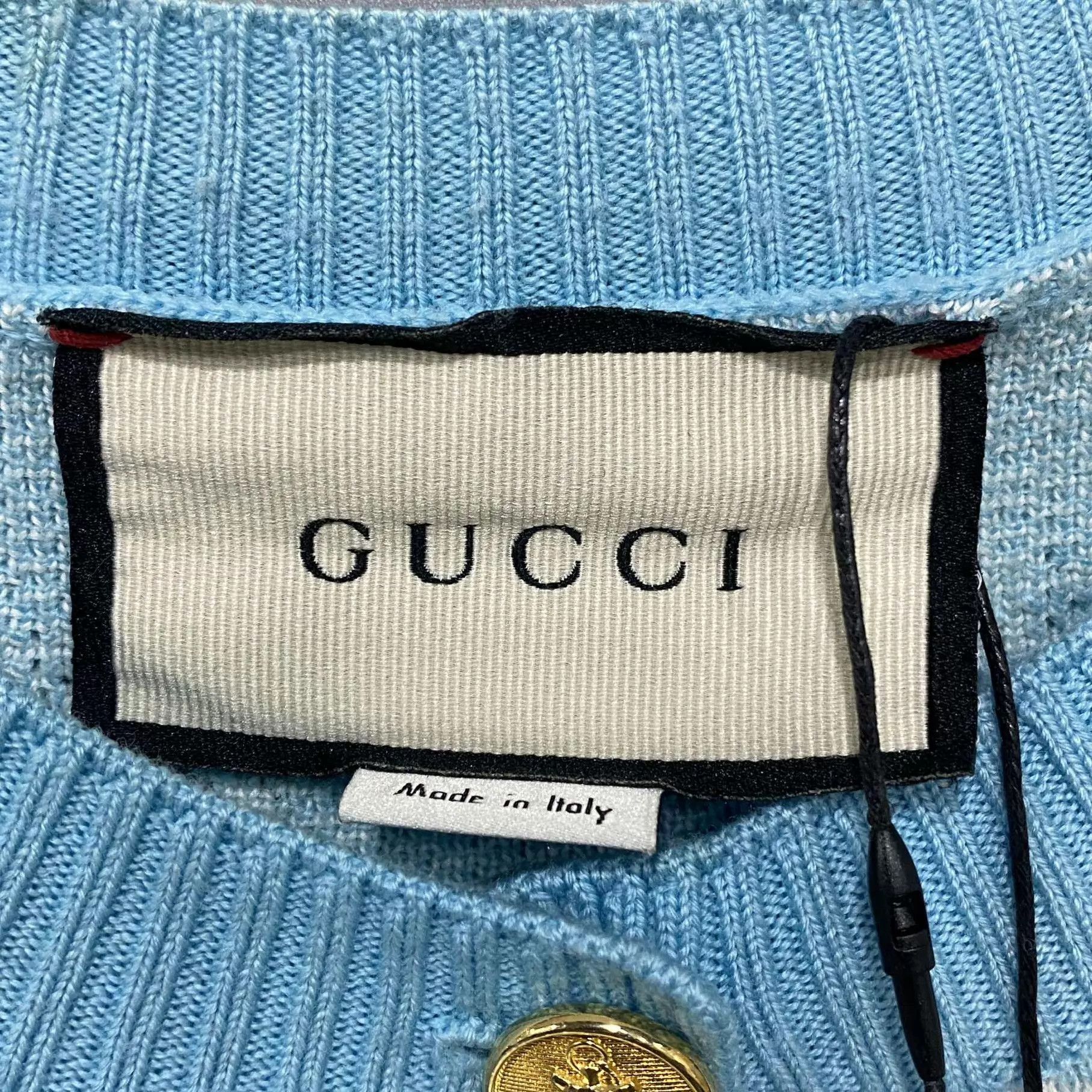 Gucci GUCCI all over logo gold button cardigan S Size S / US 4 / IT 40 - 4 Thumbnail
