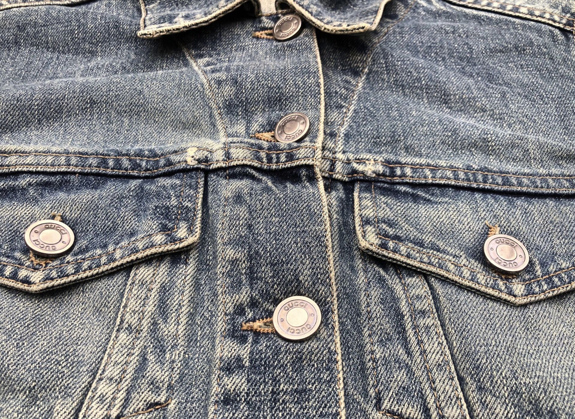 Gucci 💯Vintage GUCCI TOM FORD 00s Blue Cropped Denim Jacket Shirt Size S / US 4 / IT 40 - 6 Thumbnail