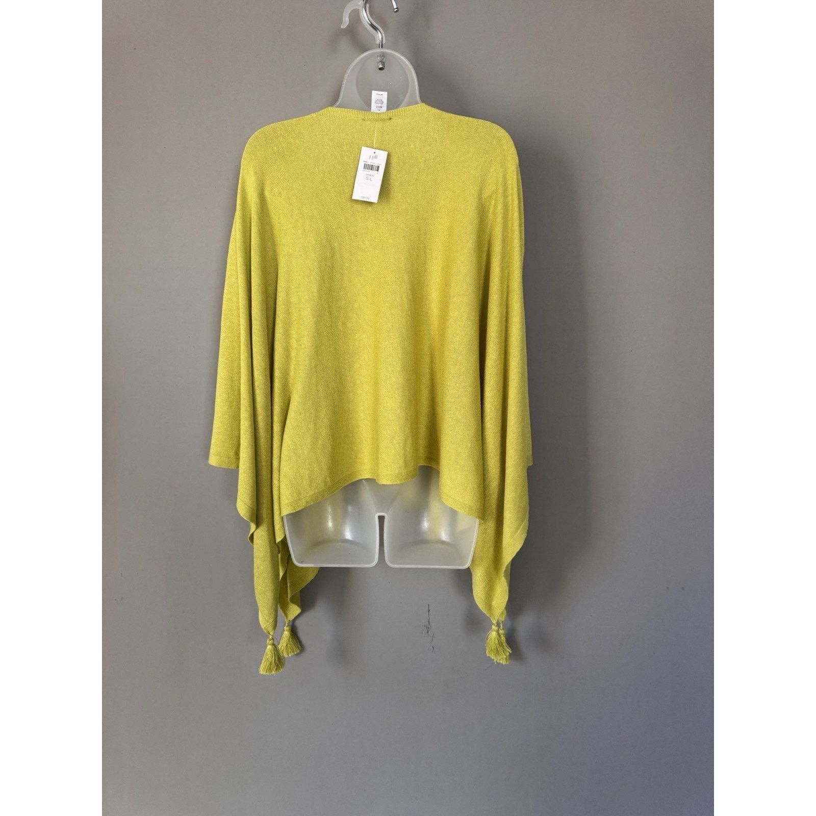J. Jill J.Jill Citron Linen Blend Poncho Tassels Fringe Oversized Size ONE SIZE - 3 Thumbnail