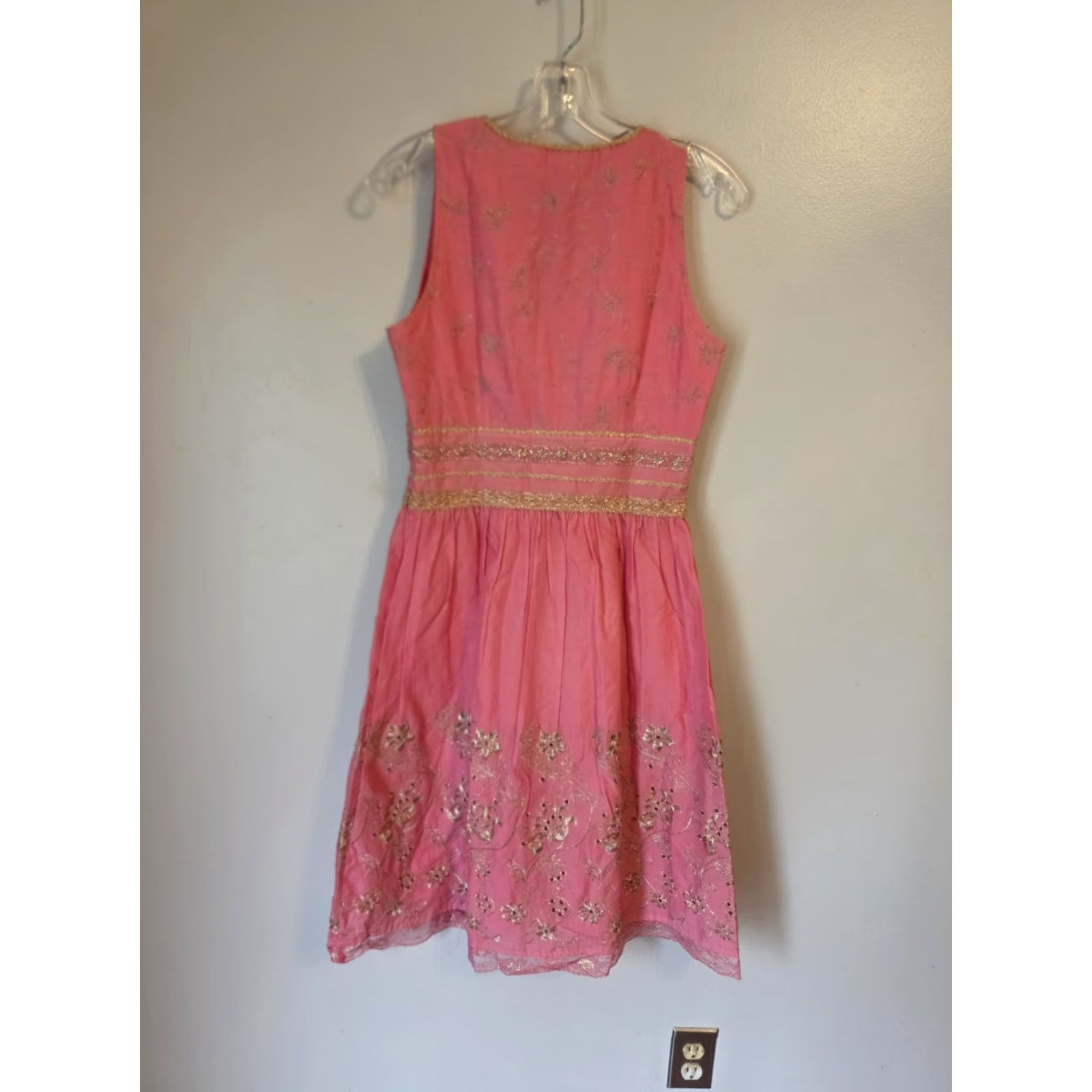 Express Express Dress Womens 4 Pink Princess A-Line V-Neck Metallic Floral Embroidered Dress Size S / US 4 / IT 40 - 7 Thumbnail
