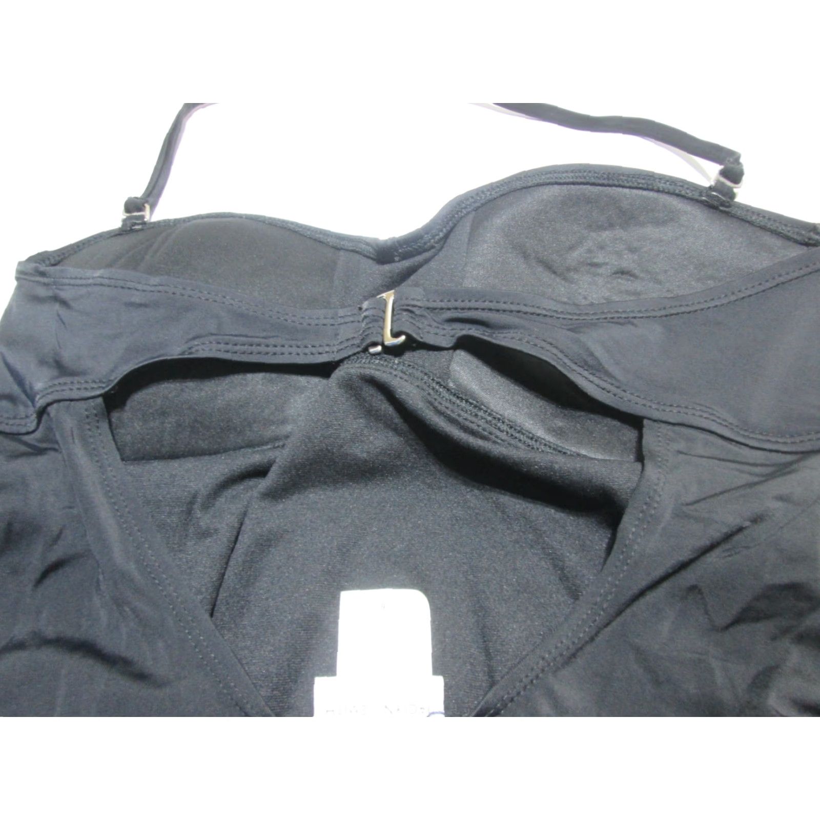 Vintage Jaclyn Smith Womens One Piece Halter Swimsuit Black Lined Strap Halter Beach Sea Solid 6 Size ONE SIZE - 5 Thumbnail