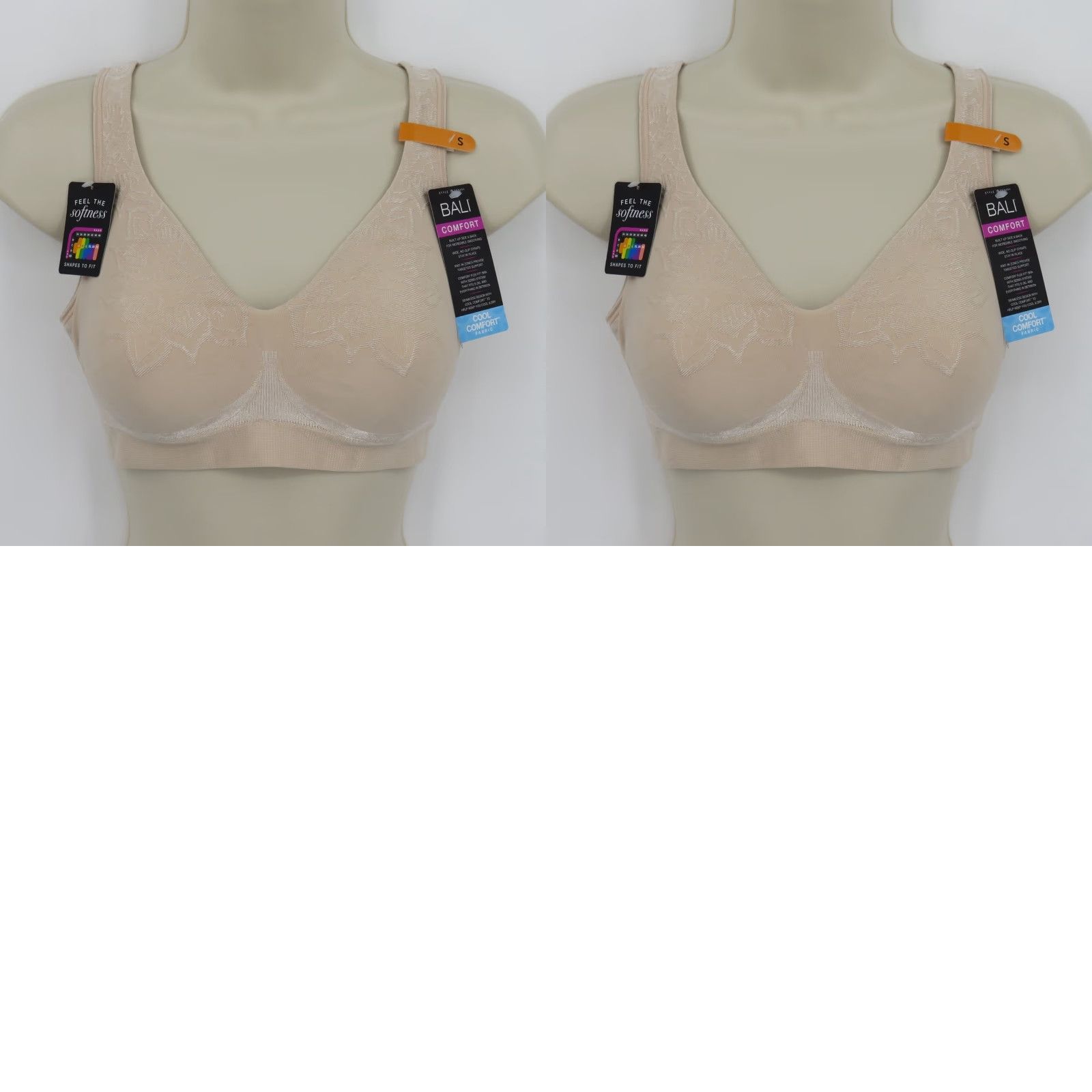 Vintage Bali Women Small DF3484 ComfortRevolution ComfortFlex Wirefree Bra Beige NEW Size ONE SIZE - 9 Thumbnail