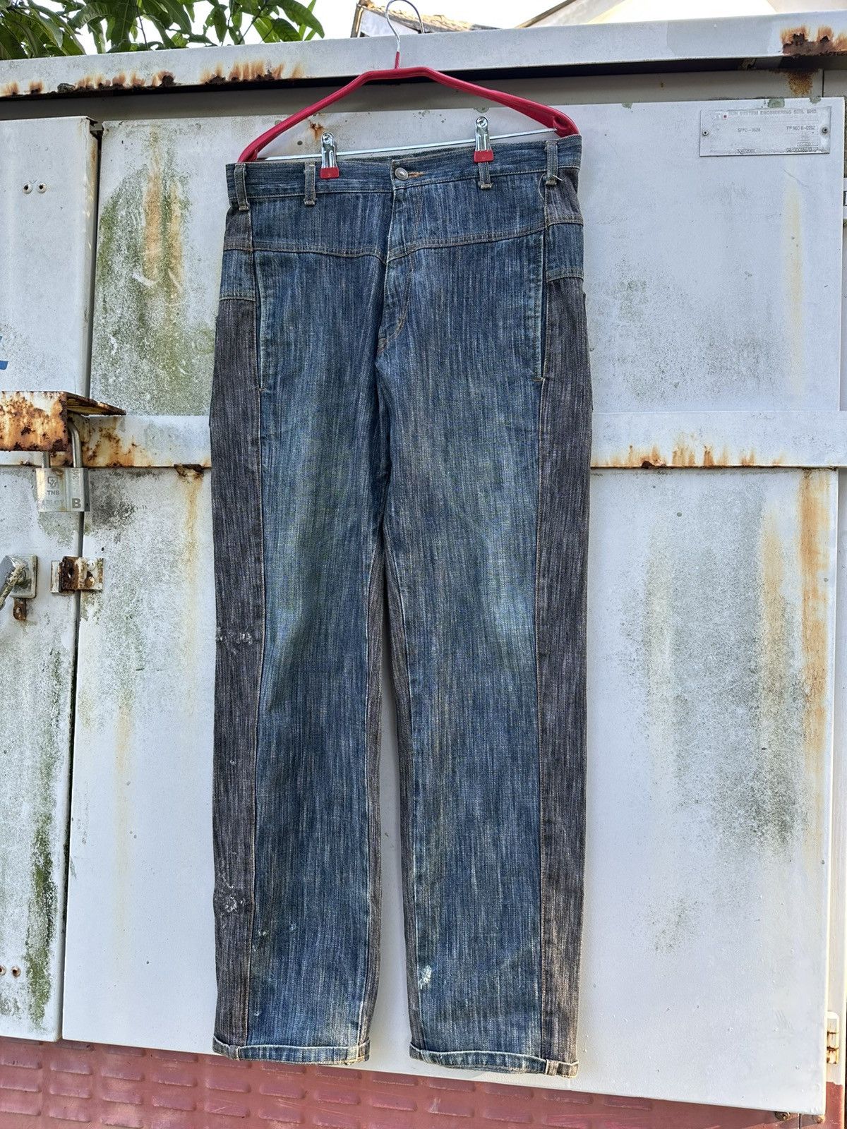 Vintage 👹Vintage Monitographic Design 2 Tone Straight Cut Jeans Size US 31 - 4 Thumbnail