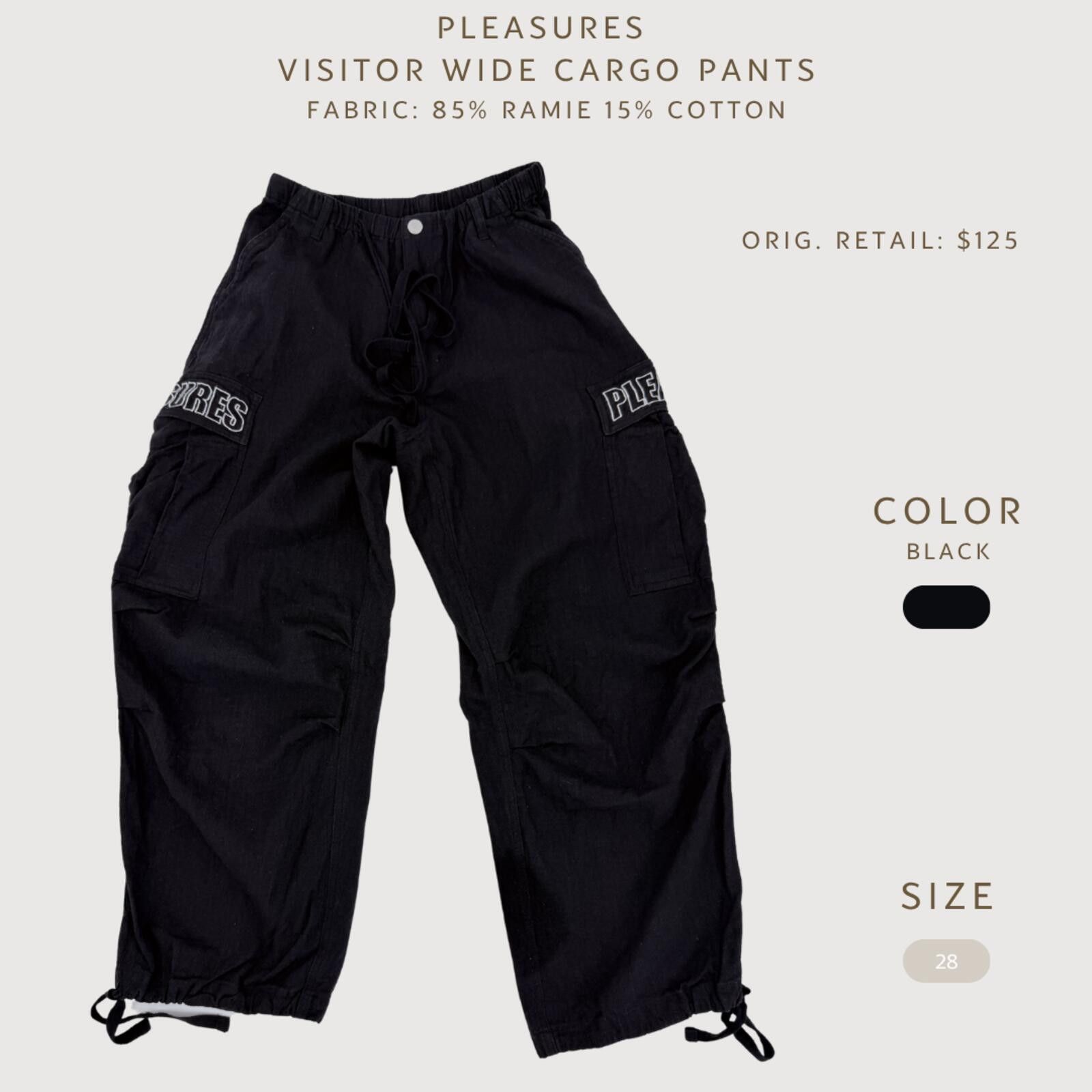 Pleasures Pleasures Wide Cargo Pants Black Streetwear Utility 28 Size 28" / US 6 / IT 42 - 2 Thumbnail