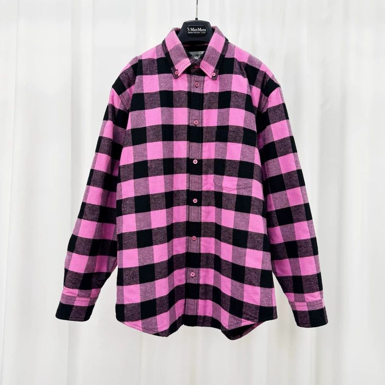 Balenciaga size 34 Black powder plaid cotton shirt jacket