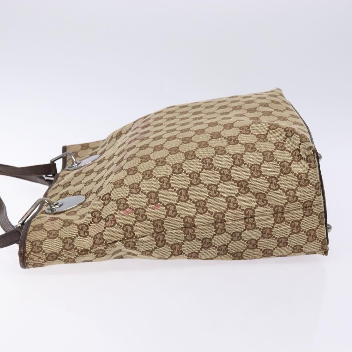 Gucci GUCCI GG Canvas Tote Bag Beige Silver Size ONE SIZE - 5 Thumbnail