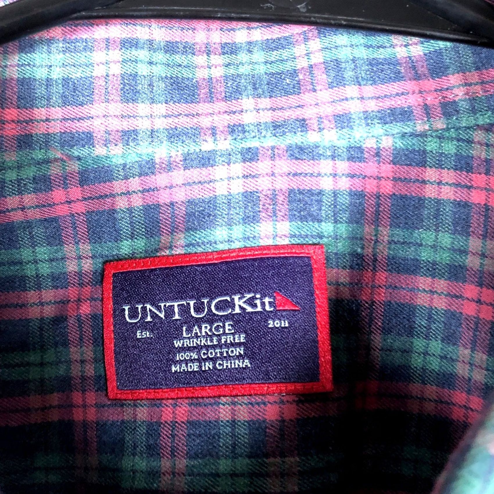 UNTUCKit UNTUCKit Mens Shirt Plaid Collared Button-Down Wrinkle Free 100% Cotton Large Multicolored Blue-White-Black Casual Workwear Mens Size US L / EU 52-54 / 3 - 6 Thumbnail