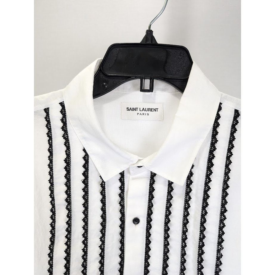 Saint Laurent Paris o1rshd1 Button Shirt in White Size US M / EU 48-50 / 2 - 3 Thumbnail