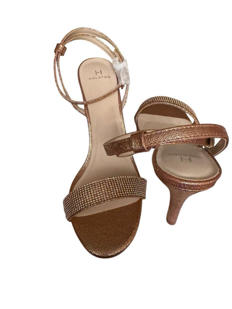 Halston H by Halston Metallic Rose Gold Crystal Strap Sandals - $128 Size US 8.5 / IT 38.5 - 7 Thumbnail