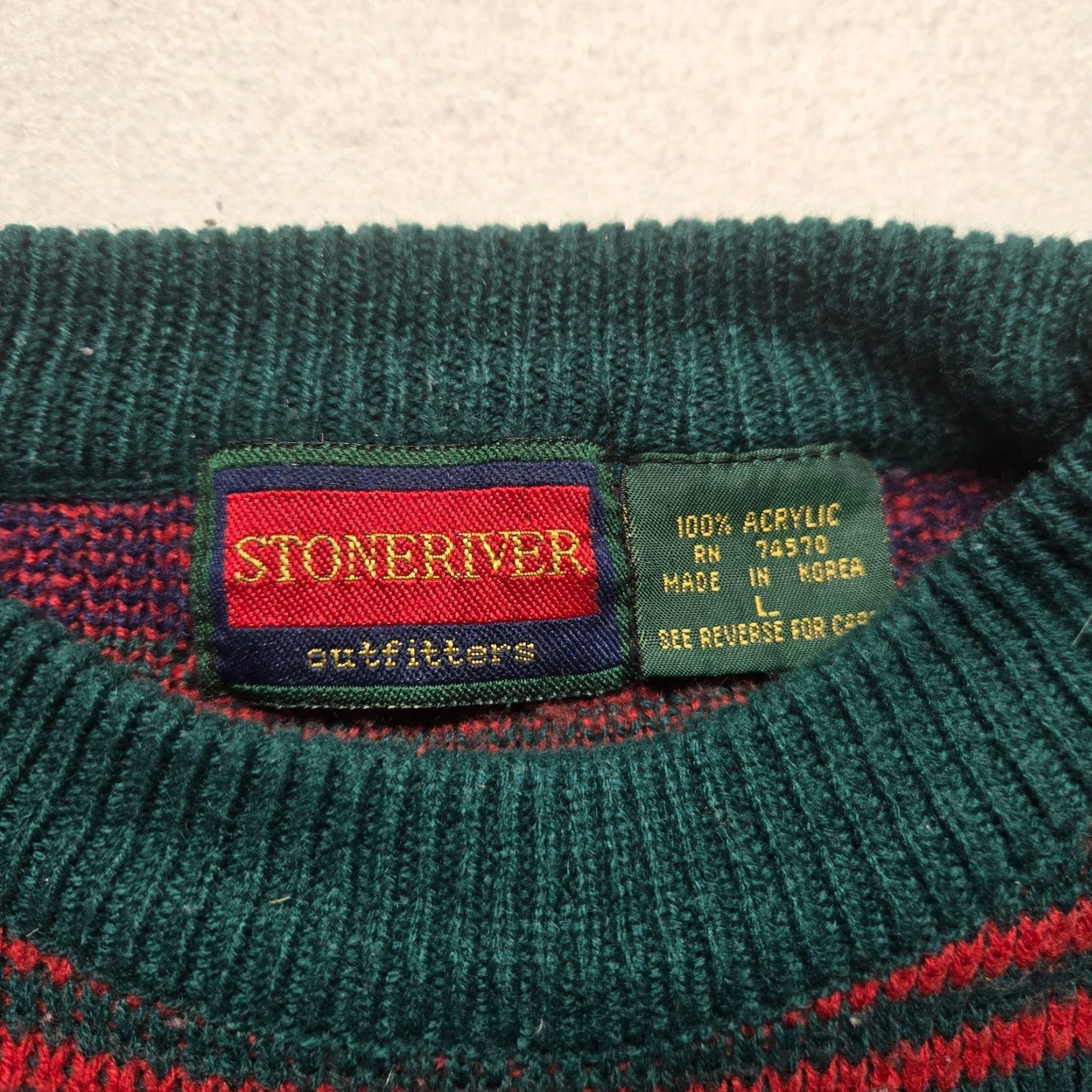 Vintage VINTAGE Stoneriver Sweater Stripped Southwestern Abstract Funky Art 90s Adult Mens Large Size US L / EU 52-54 / 3 - 2 Thumbnail