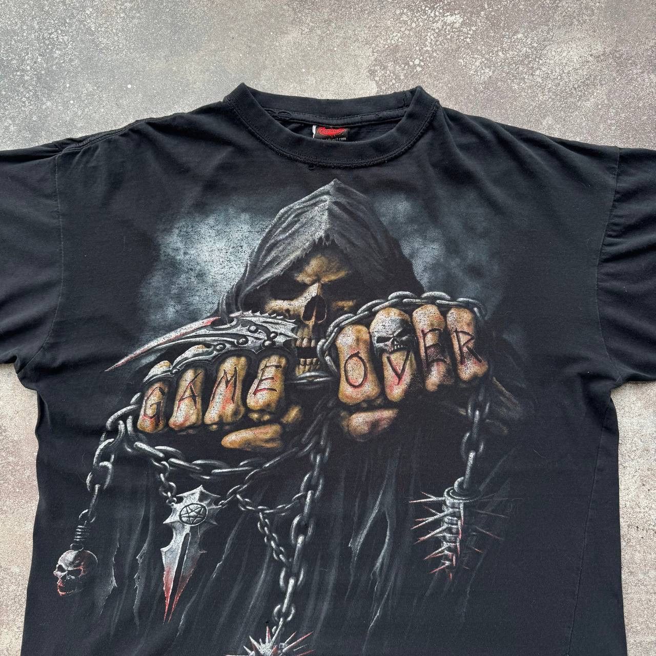 Vintage Spiral Y2K Vintage Faded Cotton T-Shirt (Affliction style) Size US XL / EU 56 / 4 - 1 Thumbnail