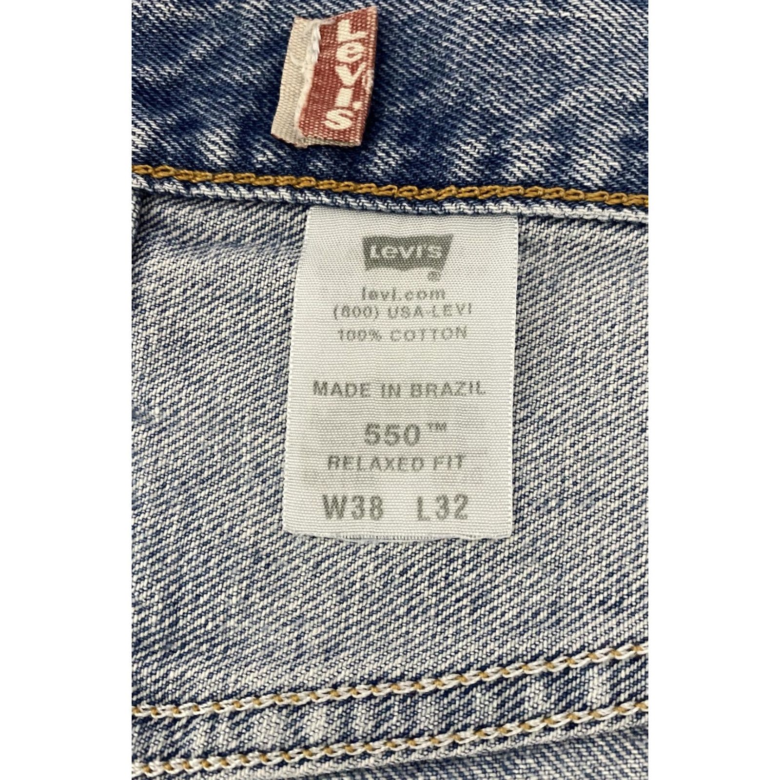 Levi's VINTAGE Levi's Jeans Men's 550 38x32 Blue Relaxed Fit Denim 100% Cotton Made in Brazil Mens Straight Pockets Logo Leather Patch Red Tab 550™ Trending Size US 38 / EU 54 - 5 Thumbnail