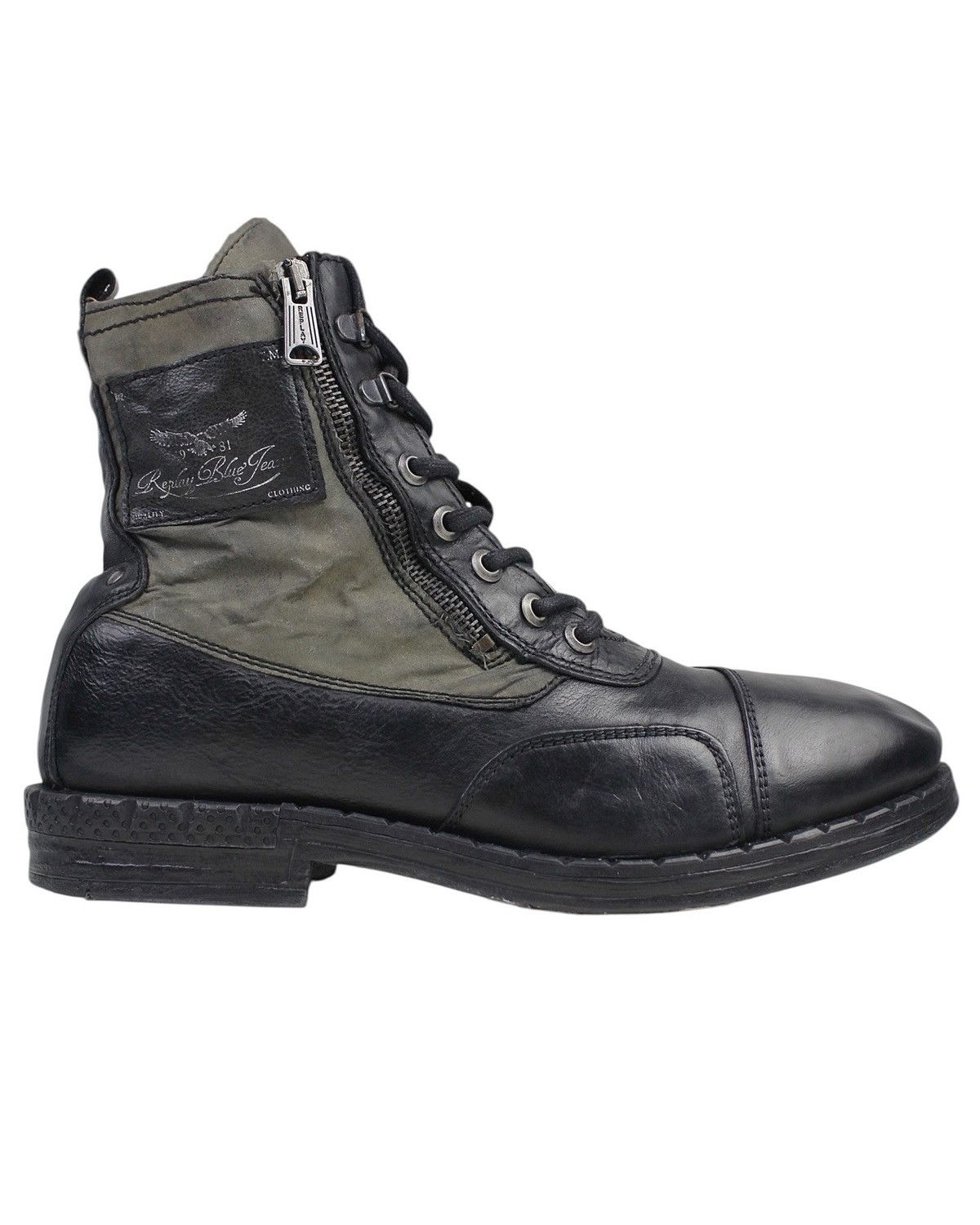 If Six Was Nine 2000S REPLAY WAXED SHADOWFIELD MILITARY ZIP BOOTS Size US 9 / EU 42 - 1 Thumbnail
