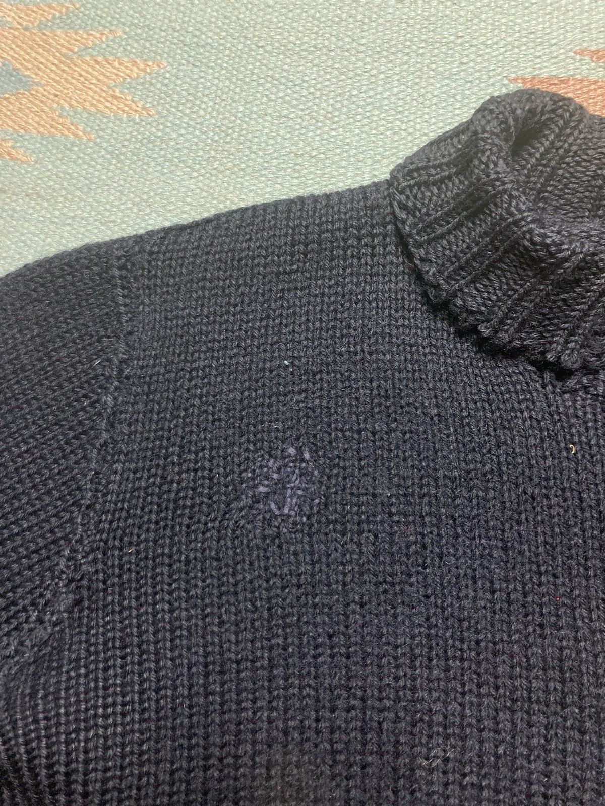Vintage 1950s wool knit sweater navy blue distressed repaired medium Size US M / EU 48-50 / 2 - 4 Thumbnail