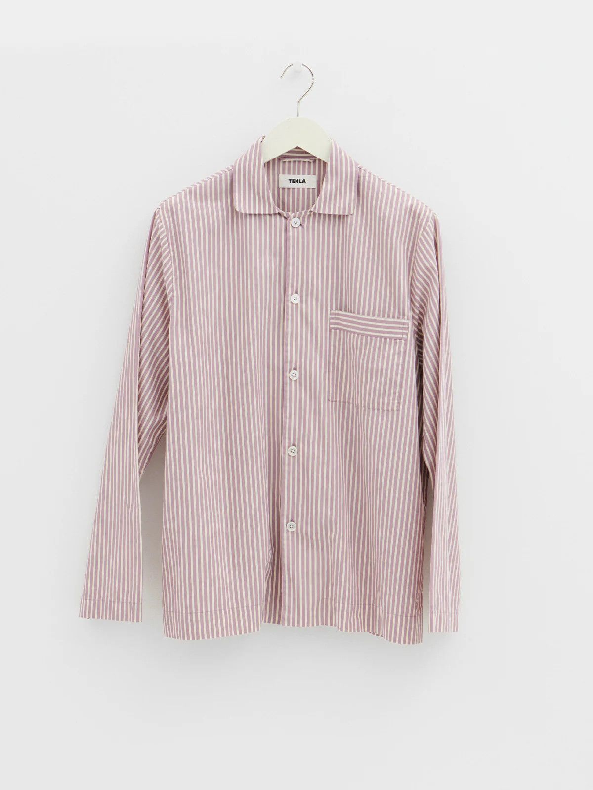 o1mle0925 Poplin Pyjamas Shirt Skipper Stripes in Pink