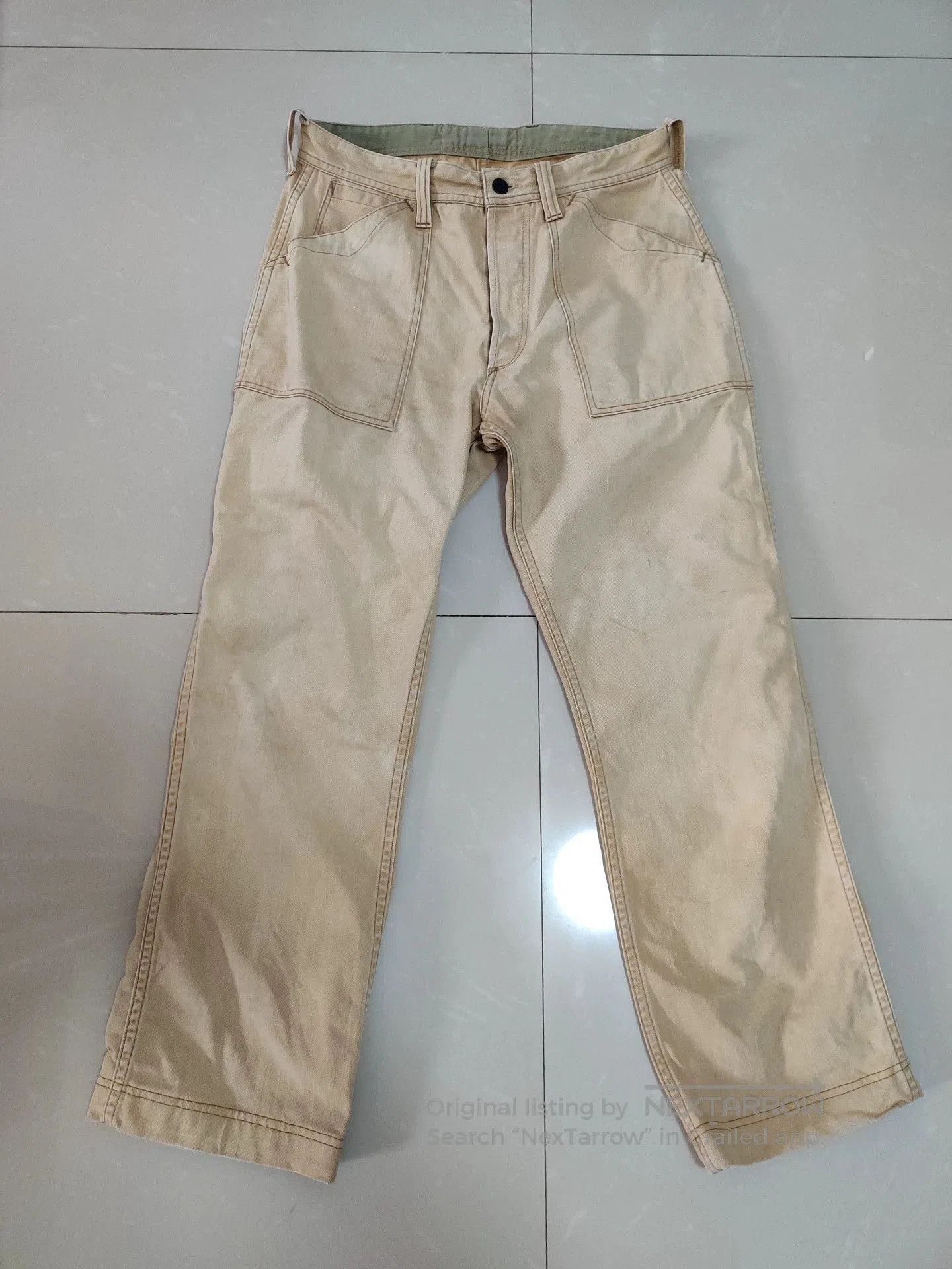 miner bootleggers pants in khaki yellow.
