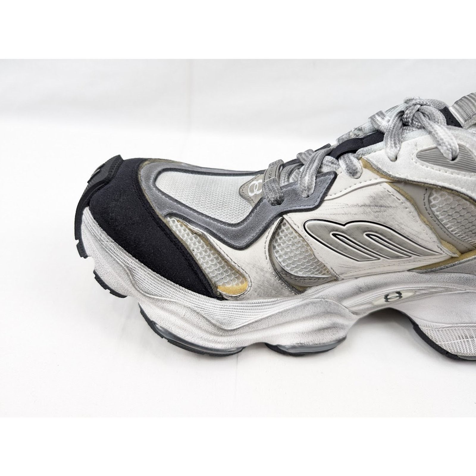 Balenciaga o1rshd1 Suede Mesh Cargo Sneakers in White/Grey Size US 8 / EU 41 - 4 Thumbnail