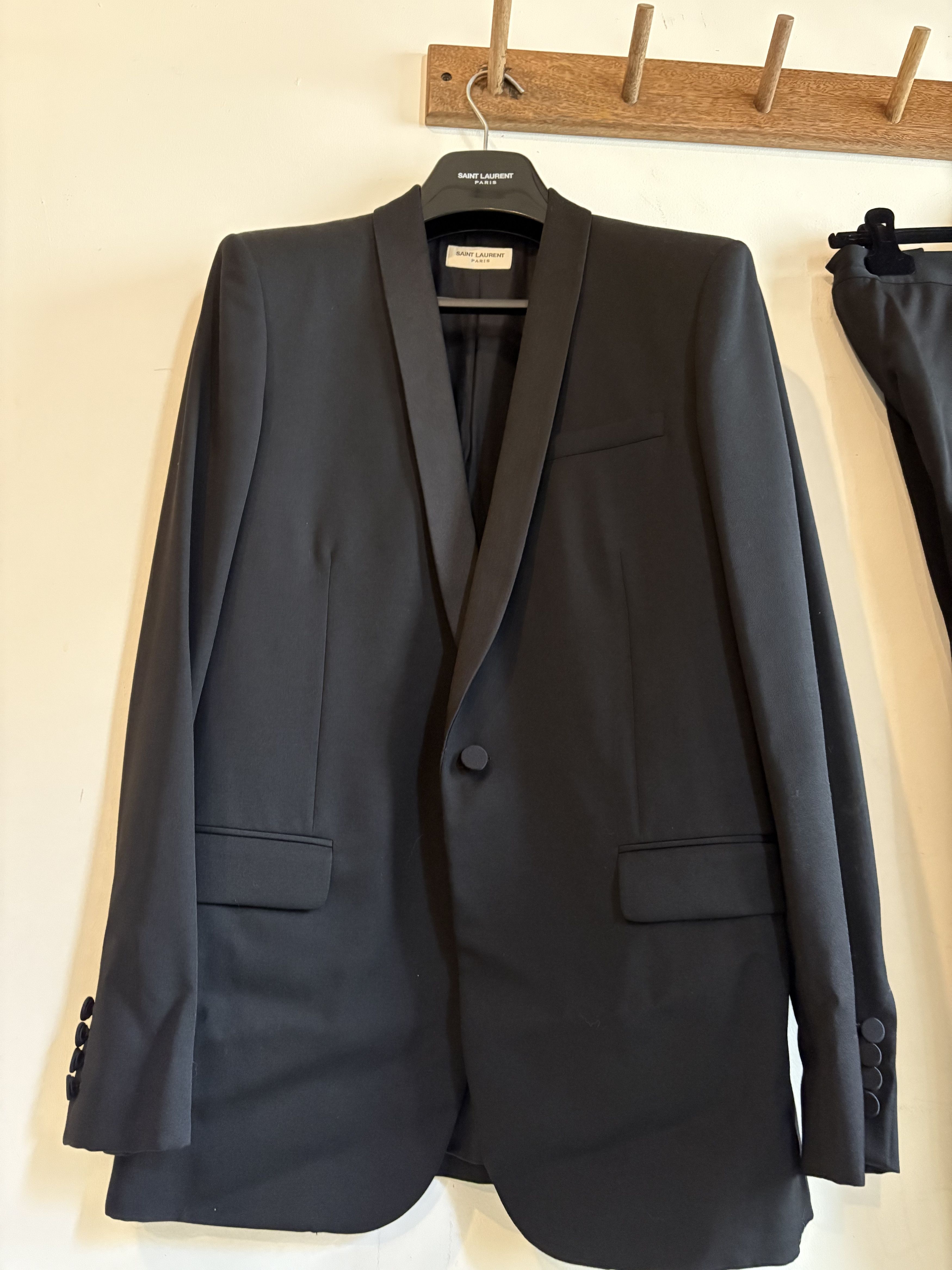 Saint Laurent Paris Saint Laurent Hedi Slimane 2 Piece Tuxedo Suit Size 50R - 2 Thumbnail