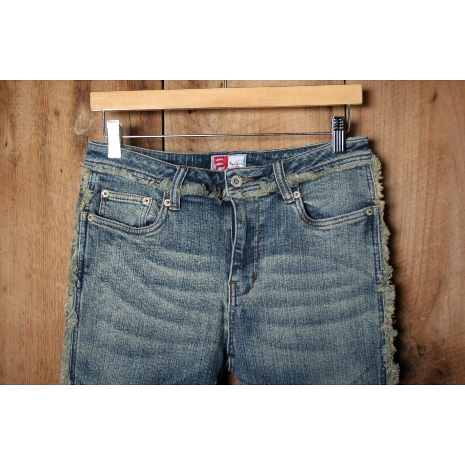 Pepe Jeans VINTAGE Pepe Jeans Jeans Bootcut Women 28 Blue Denim Stretch Frayed Side Seams Corded Rise 8.5-10.5 Inseam 32 Mens Womens Girls Size 28" / US 6 / IT 42 - 3 Thumbnail
