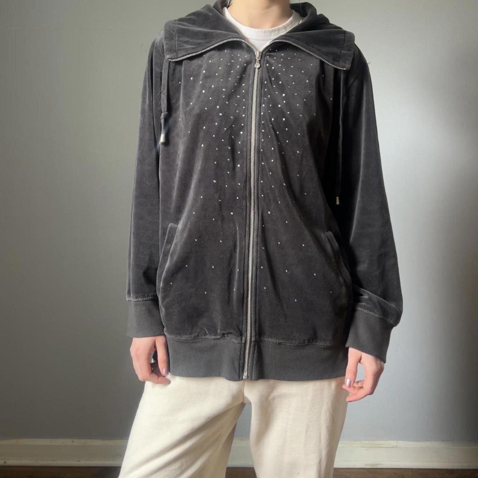 Other Christopher & Banks velour bedazzled black zip up jacket Size XL / US 12-14 / IT 48-50 - 6 Thumbnail