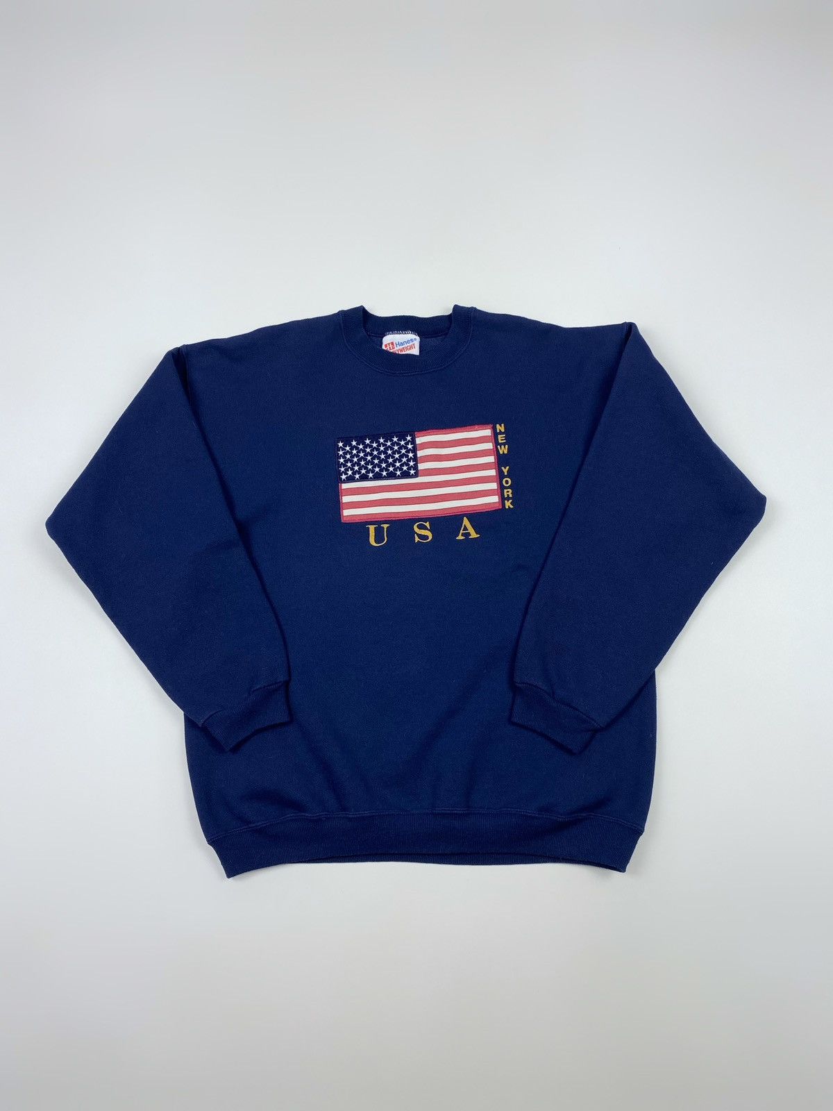 Vintage 1990’s Vintage Hanes New York USA Flag Boxy Sweatshirt Size US L / EU 52-54 / 3 - 1 Thumbnail