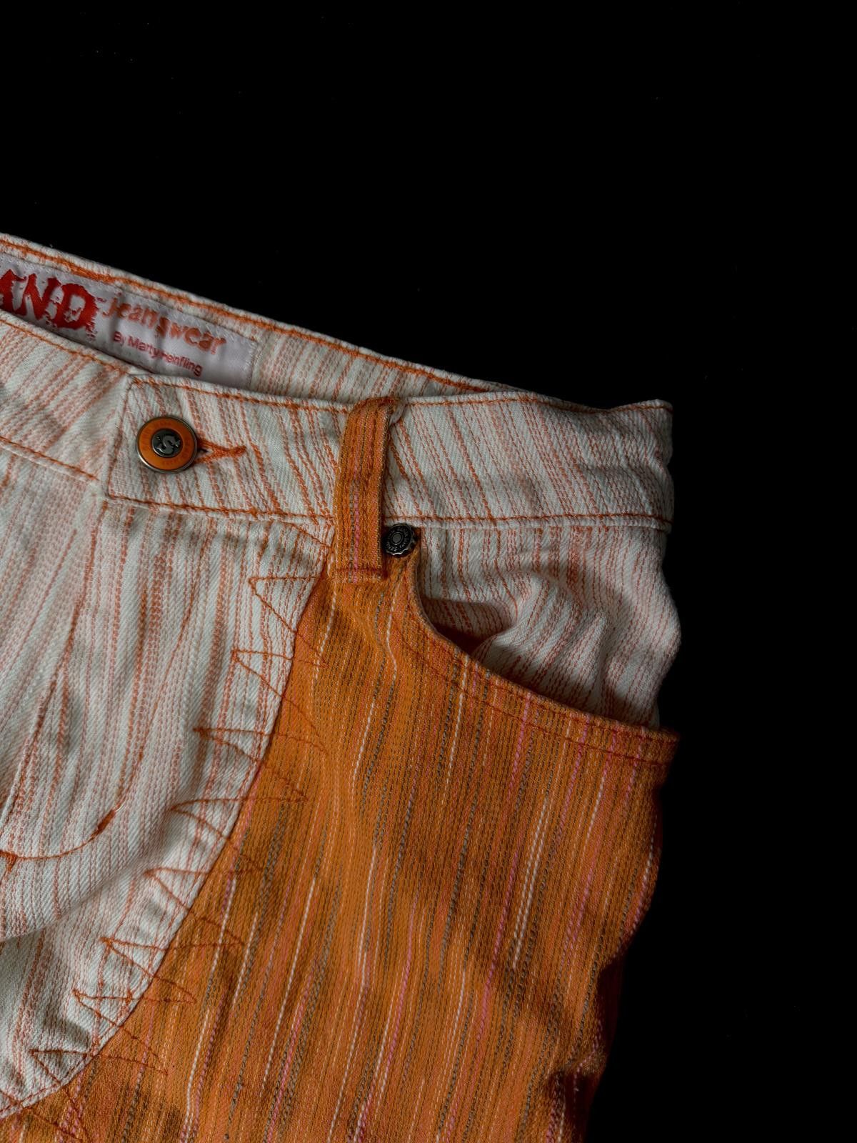 Japanese Brand Deadstock Vtg Retro Two-Tone Flared Pants with Stitch Detail Size 25" / US 0 / IT 36 - 6 Thumbnail