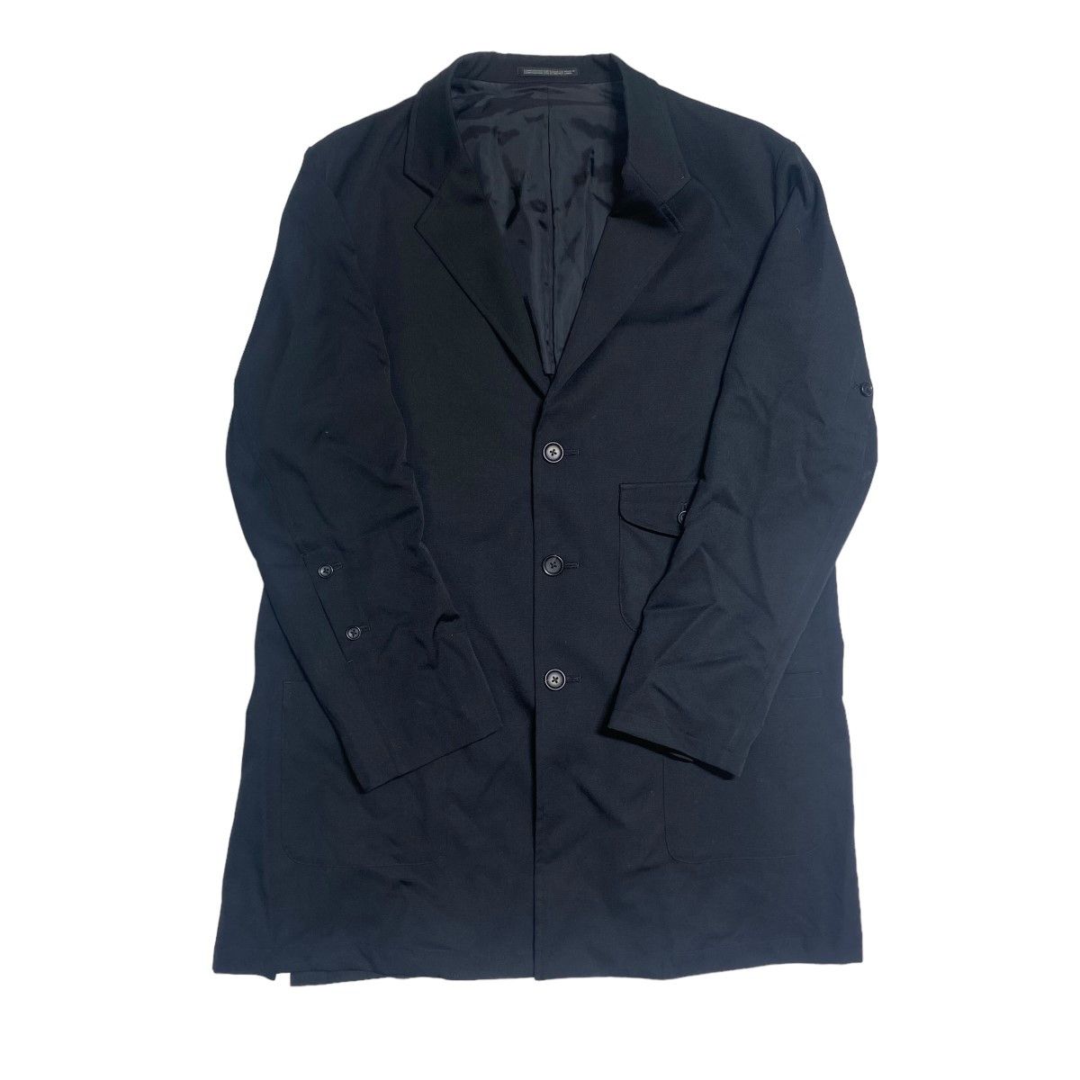 image of Yohji Yamamoto Pour Homme Wrinkled Gabber Button Big Jacket in Black, Men's (Size Large)