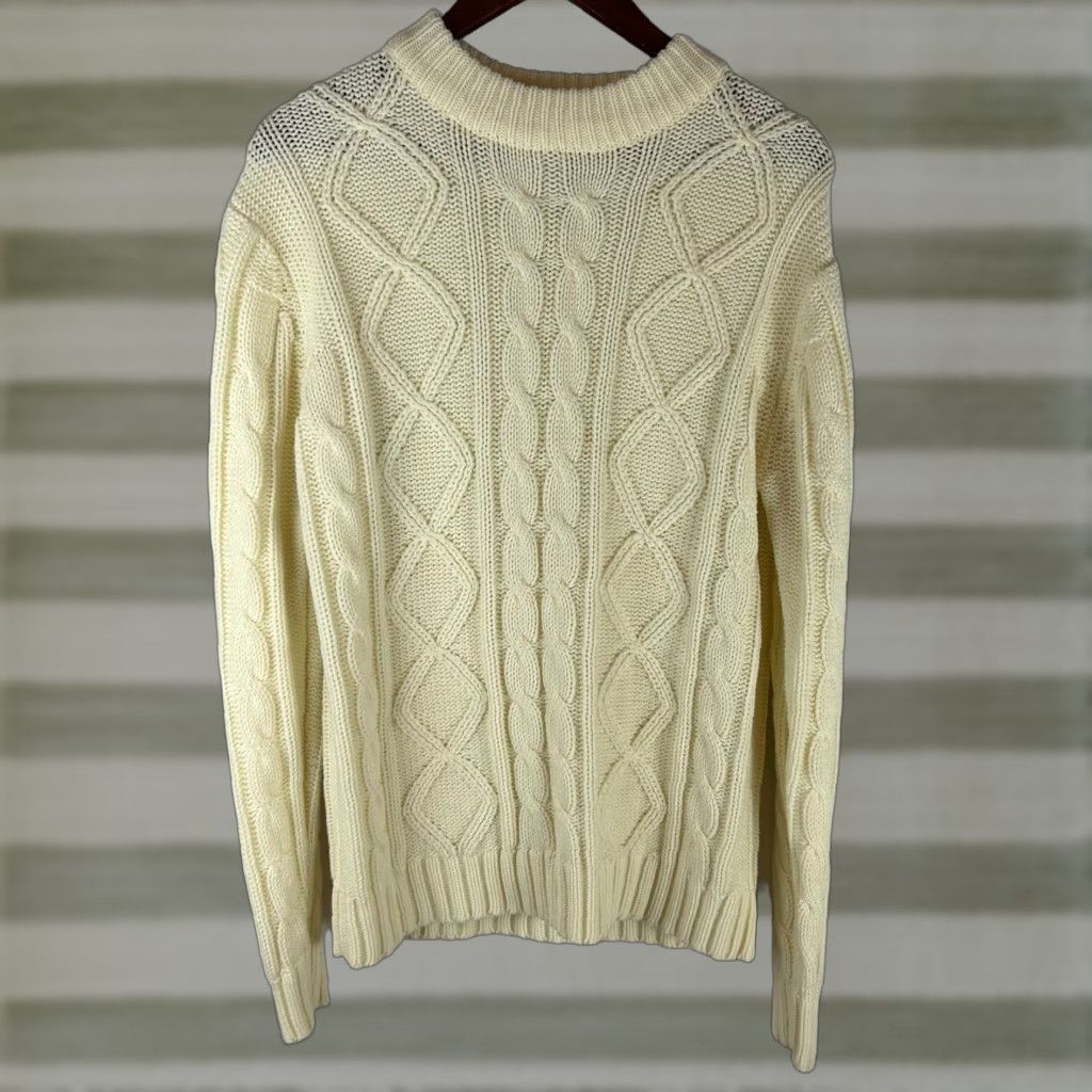 Vintage VINTAGE Kmart Sweater Cable Knit Pullover Mens L Cream Acrylic Diamond Pattern 80s Size L / US 10 / IT 46 - 1 Thumbnail