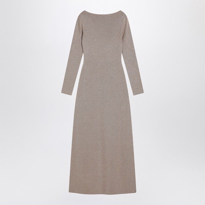 Max Mara Pianoforte Beige Dress In Viscose And Lurex Yarn