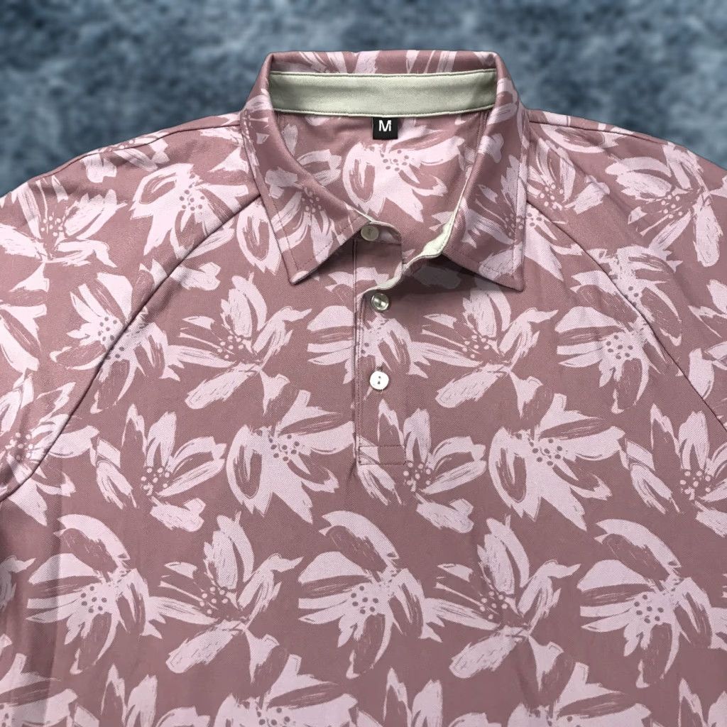 Vintage Public Rec Polo Shirt Mens M Pink Floral Stretch Short Sleeve Casual Polo Size US M / EU 48-50 / 2 - 1 Thumbnail