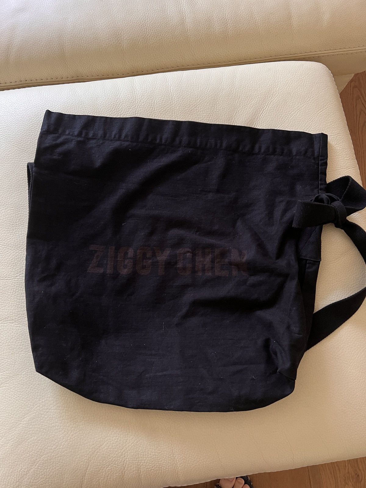 Ziggy Chen Black Cotton logo shoulder tote with brown logo Size ONE SIZE - 3 Thumbnail