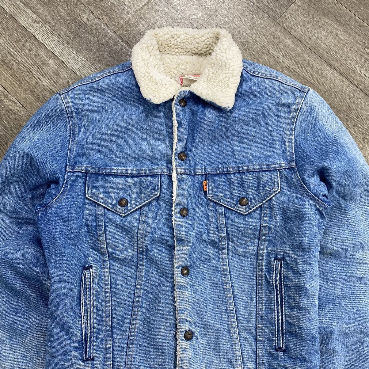 Levi's Vintage Clothing 1980s Vintage Levis Sherpa Orange Tab #527 USA Denim Jacket Size US M / EU 48-50 / 2 - 2 Thumbnail