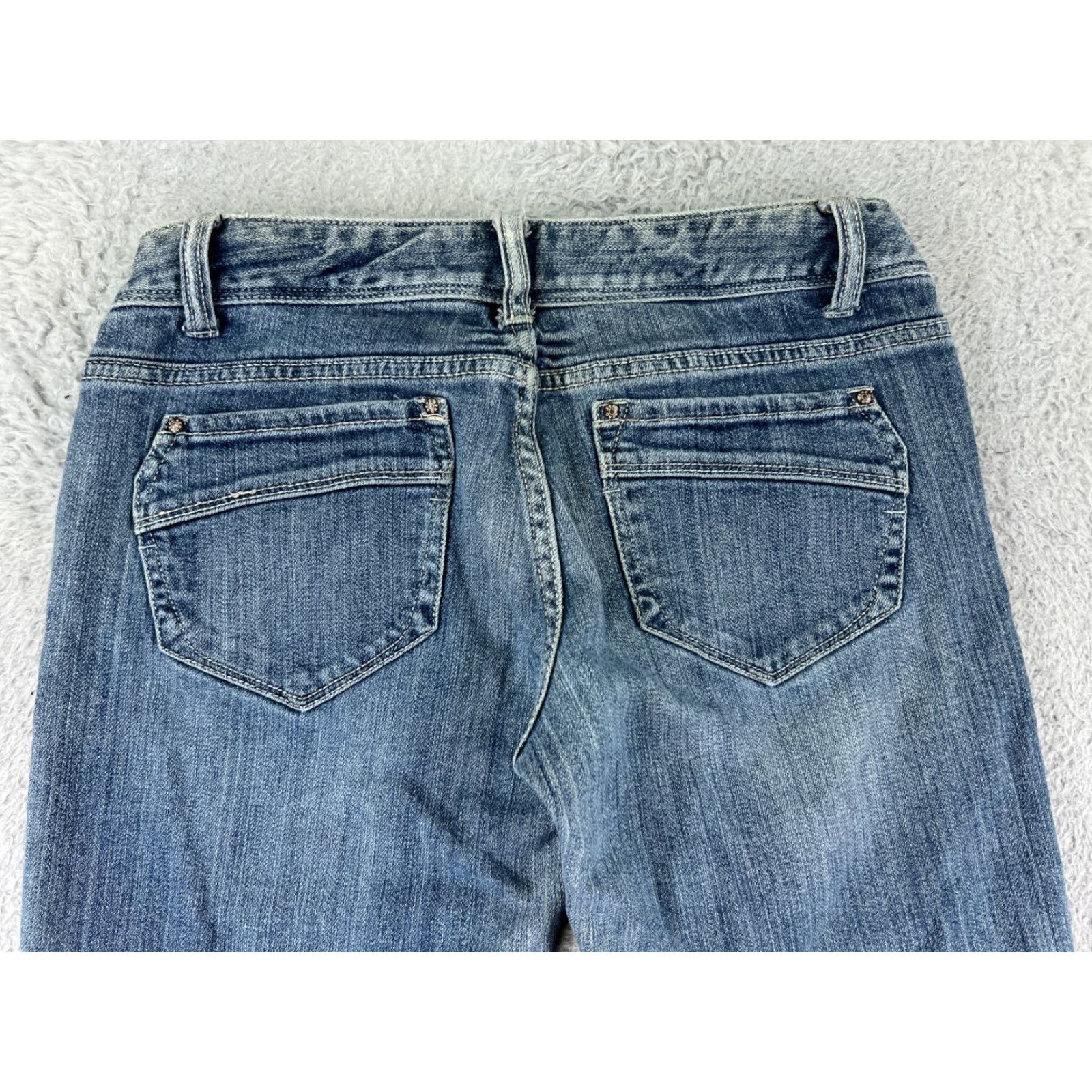 Vintage Aéropostale Jeans Womens 7 Denim Blue 5-Pocket Regular Flared Distressed Cotton Blend Jeans Size 28" / US 6 / IT 42 - 3 Thumbnail
