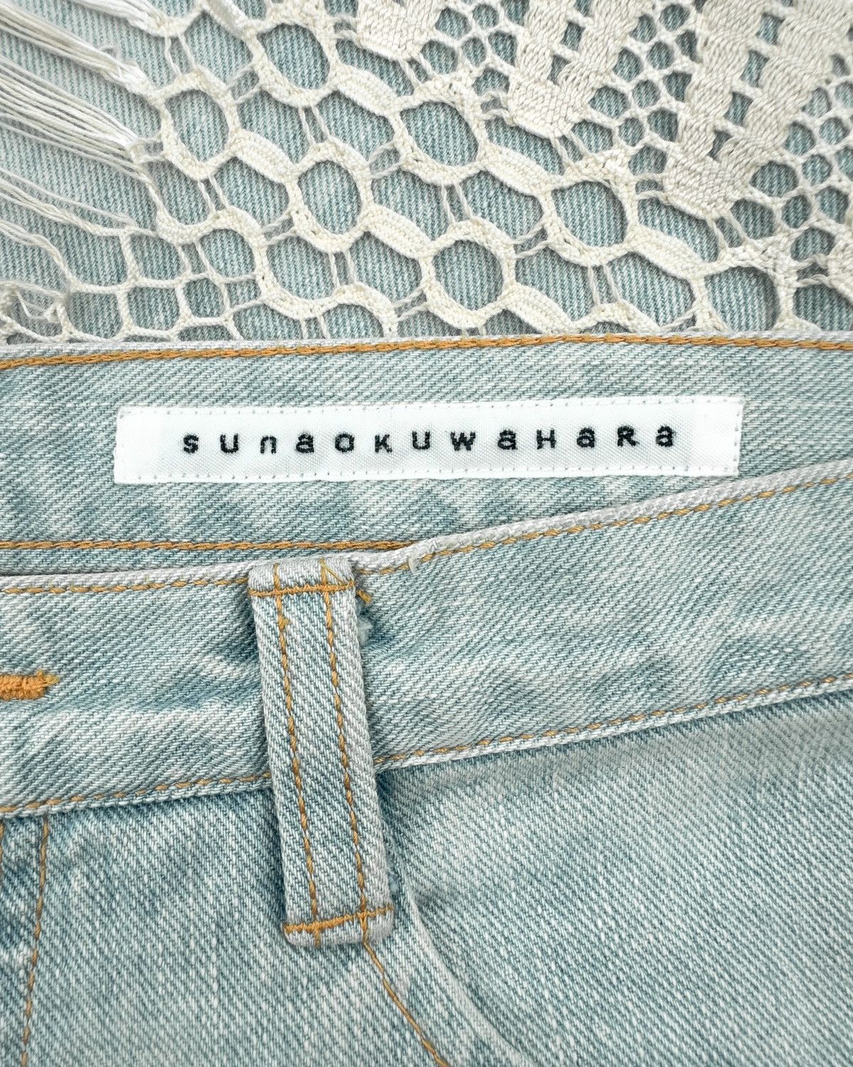 Issey Miyake 2000s Sunao Kuwahara Distressed Appliqué Laced Jeans Size US 32 / EU 48 - 9 Thumbnail