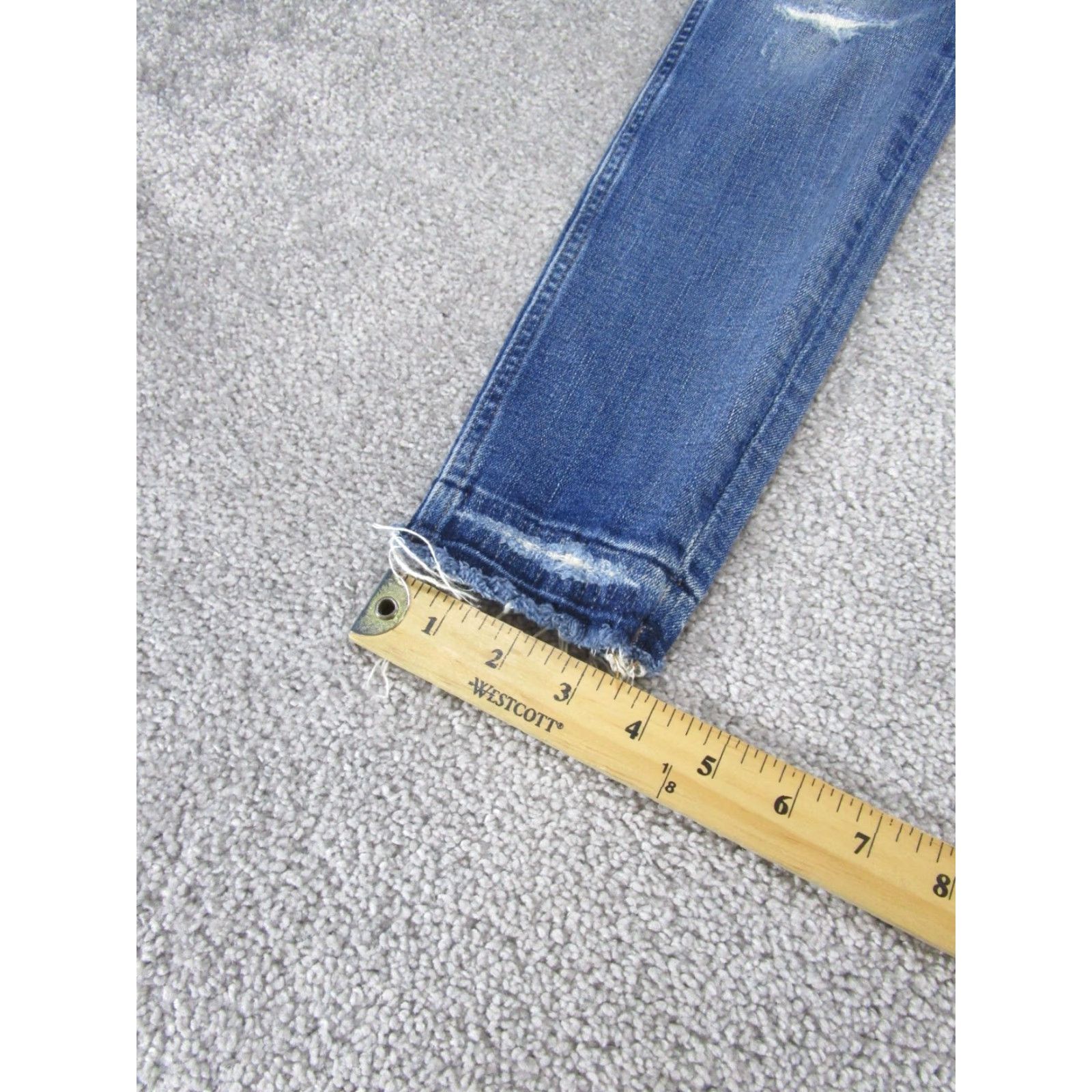 Madewell Madewell Jeans Womens 25 9" Rise Skinny Medium Wash Denim Ripped Blue Zip Zipper Size 42" / US 20 - 5 Thumbnail