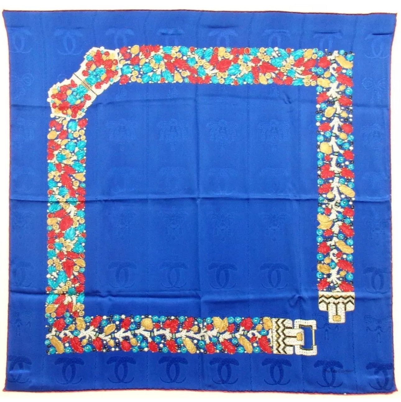 Cartier Cartier Blue Silk Scarf with Jewelry Motif handmade Chic Size ONE SIZE - 1 Thumbnail