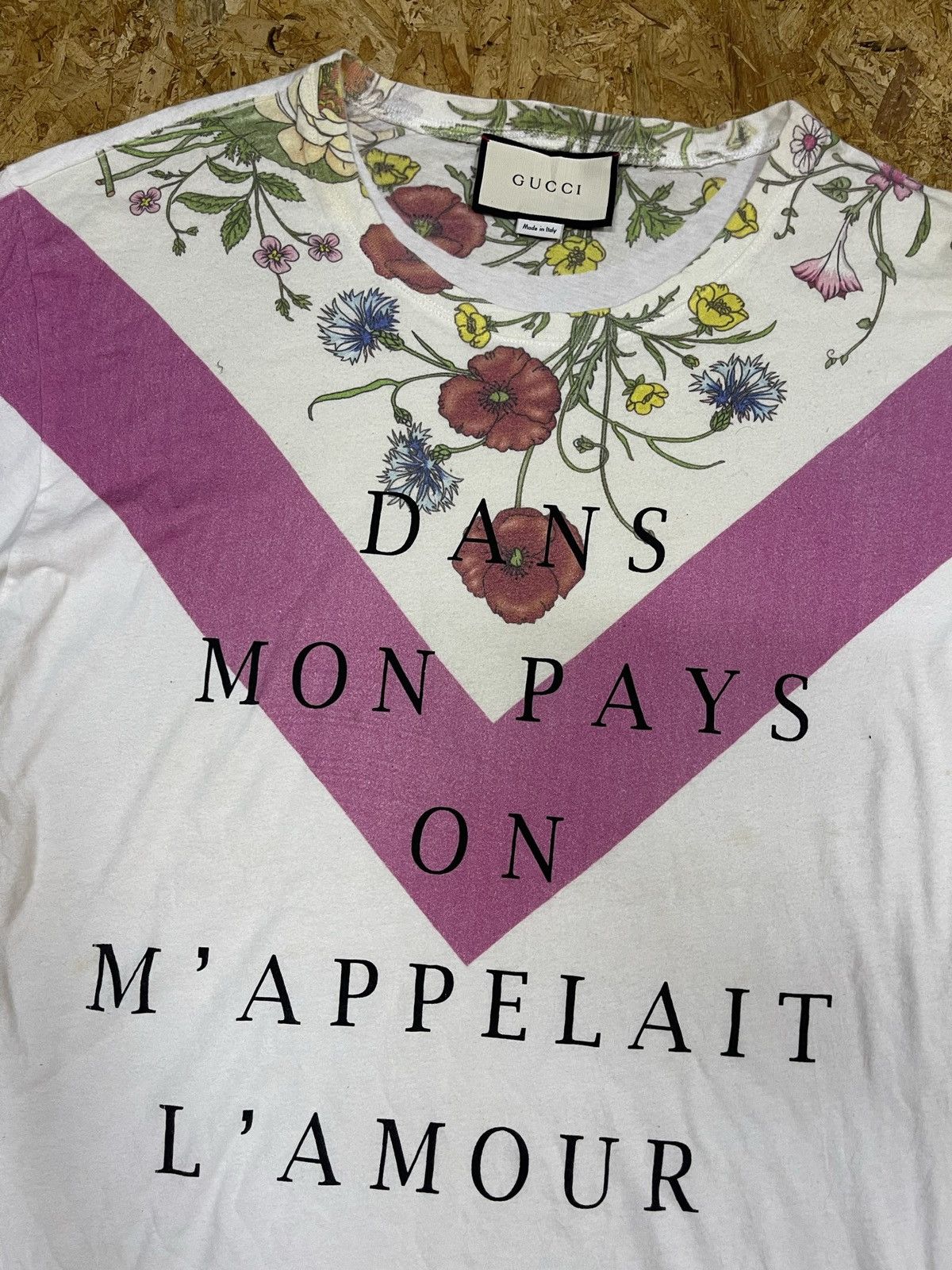 Gucci GUCCI WHITE PINK FLORAL GRAPHIC LUXURY T SHIRT Size US L / EU 52-54 / 3 - 4 Thumbnail