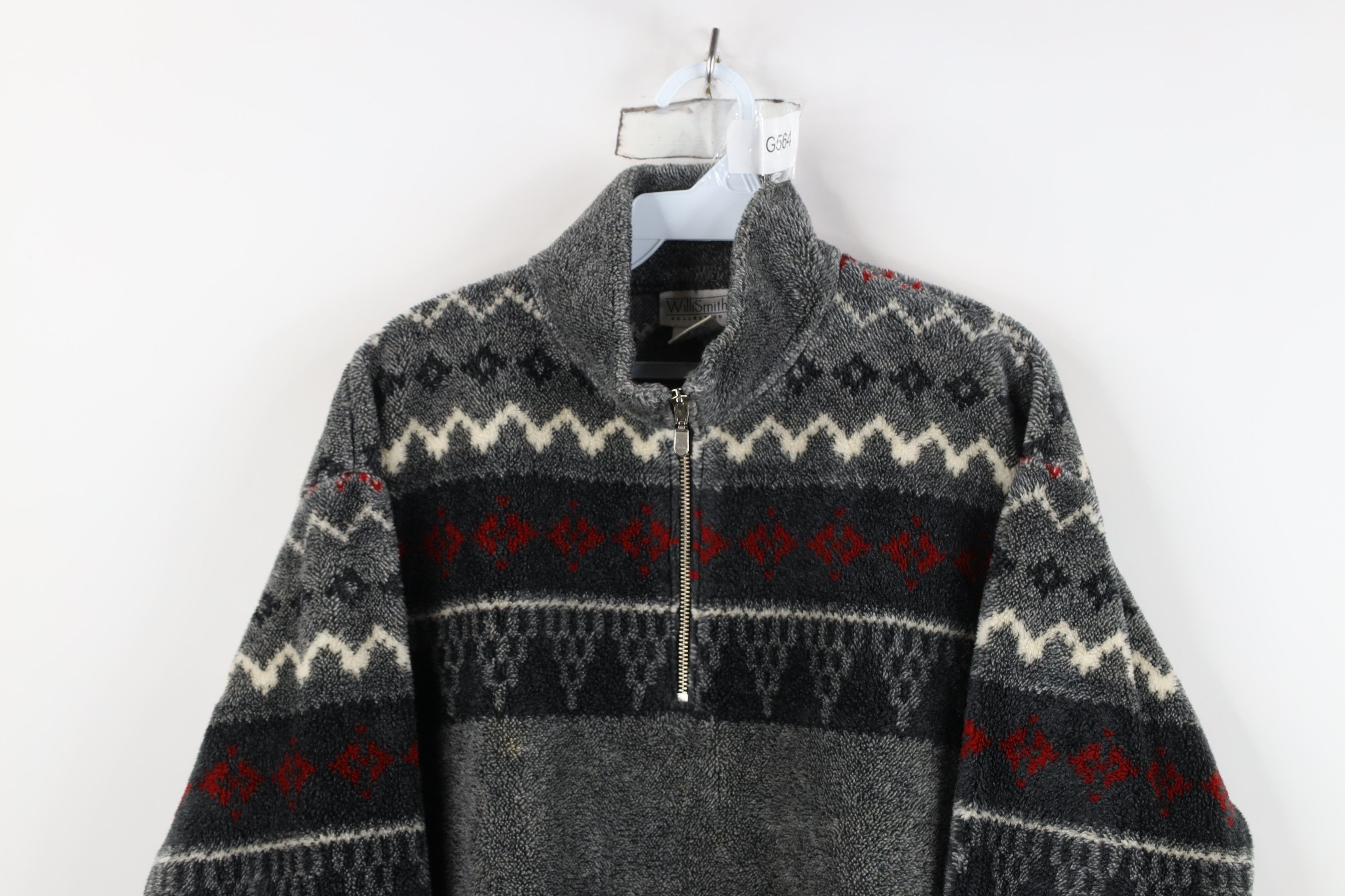 Vintage Vintage 90s Streetwear Fleece Fair Isle Half Zip Sweater Size L / US 10 / IT 46 - 2 Thumbnail