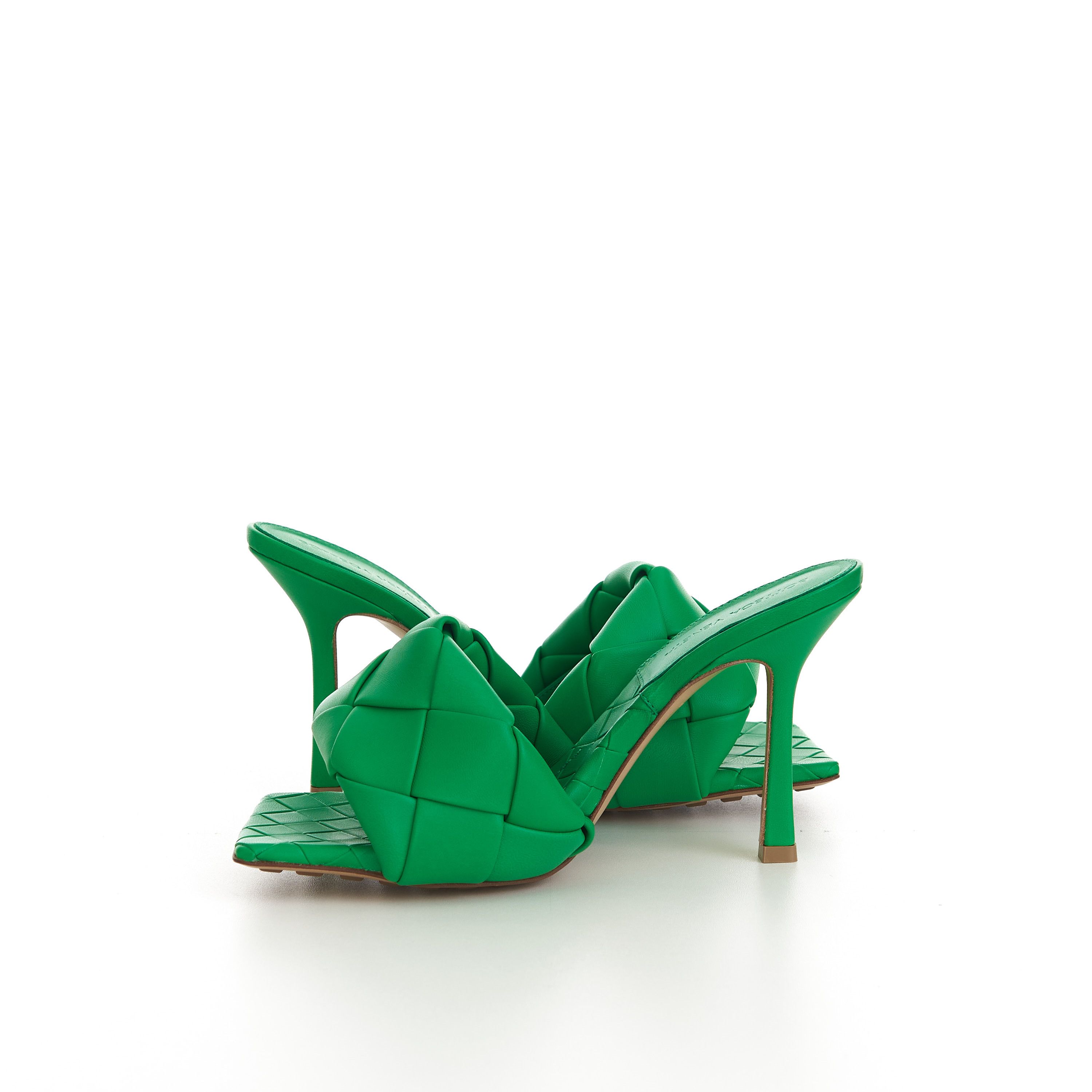 Bottega Veneta Lido Mules In Grass Green Intreccio Lambskin Leather Size US 7 / IT 37 - 9 Thumbnail