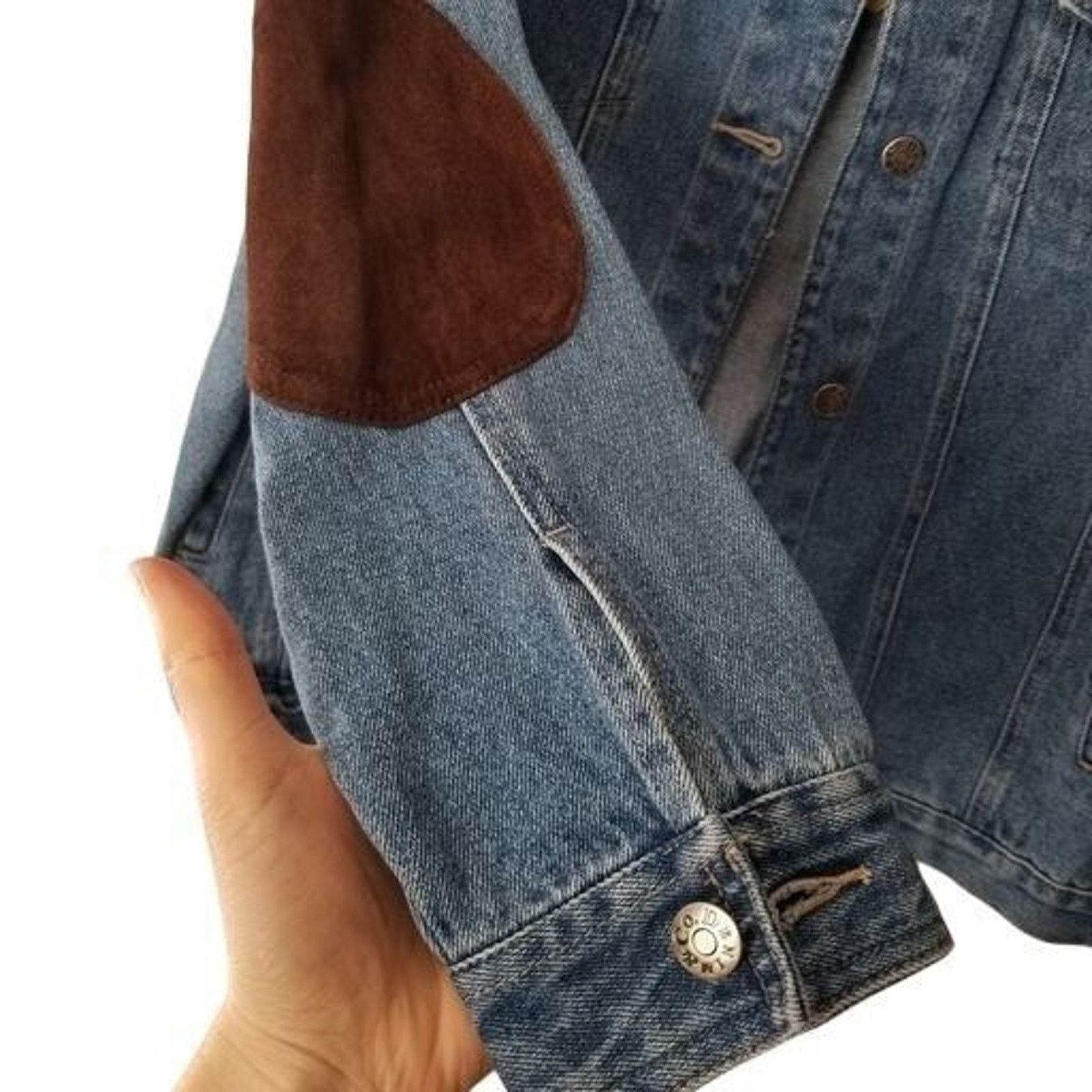 Denim & Co. QVC Denim & Co Womens Western Jean Jacket Sz M Leather Size M / US 6-8 / IT 42-44 - 4 Thumbnail