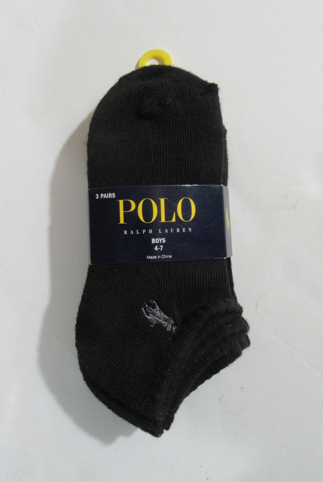 Polo Ralph Lauren Polo Ralph Lauren Boys Low Cut Socks Black 4-7, 3 Pack Size ONE SIZE - 1 Thumbnail