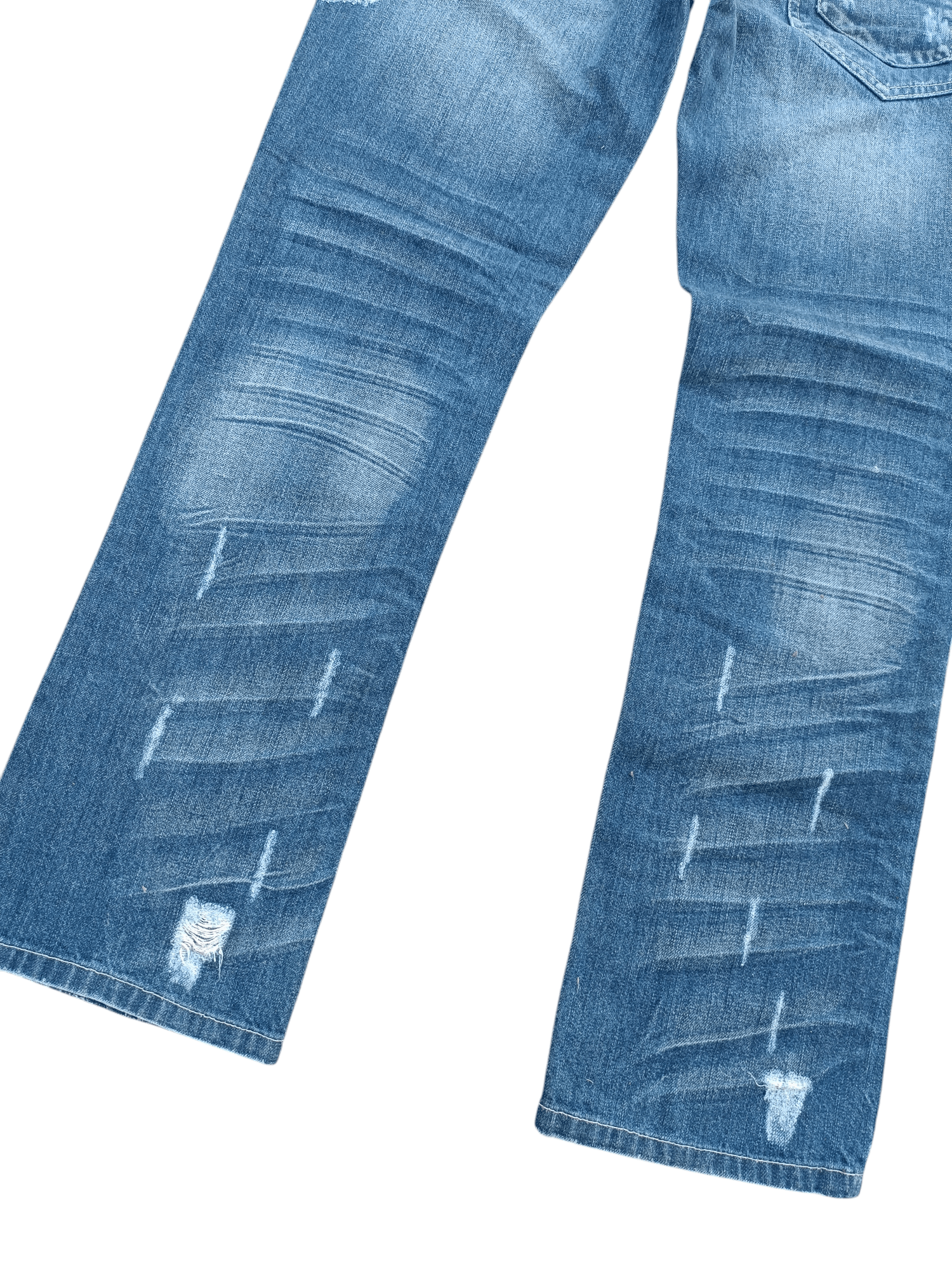 Japanese Brand NYLAUS JEANS DISTRESSED WHISKERS FADED STUD DENIM Size US 31 - 16 Thumbnail