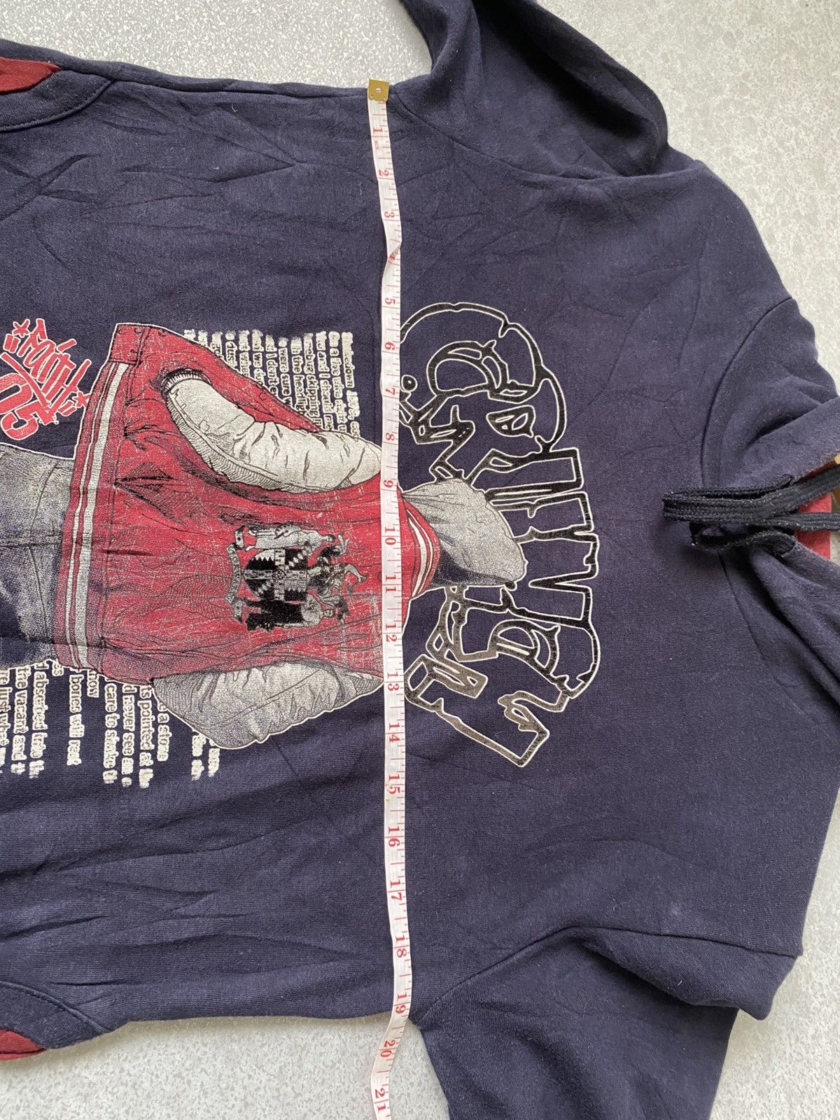 Japanese Brand Vintage Y2K Graphic Hoodie Navy Red Grunge Streetwear Size US M / EU 48-50 / 2 - 11 Thumbnail